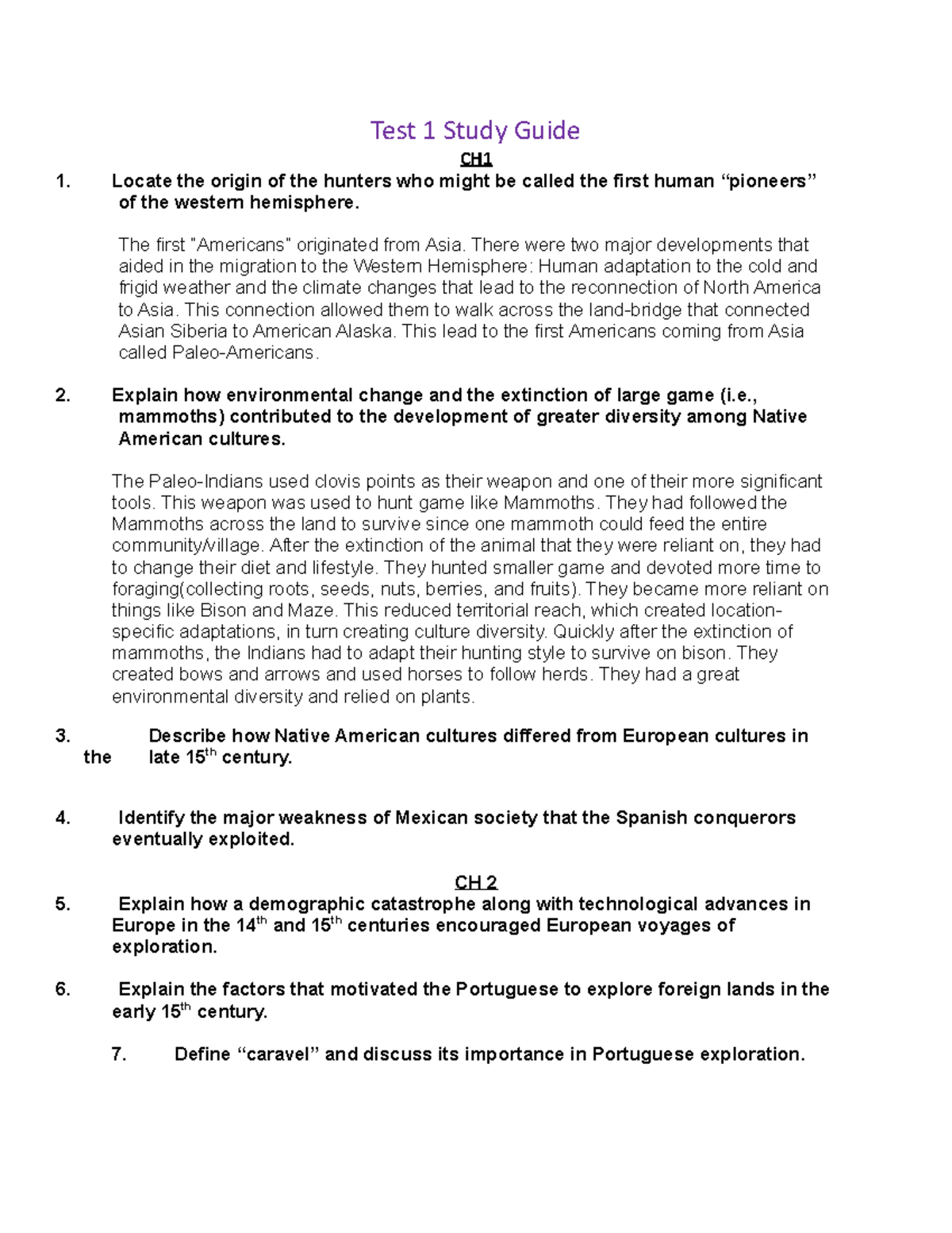 Test 1 Study Guide US History Chapters15 Test 1 Study Guide CH