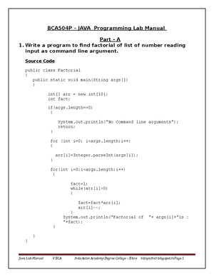 Practical Part A - JAVA Programming - Studocu