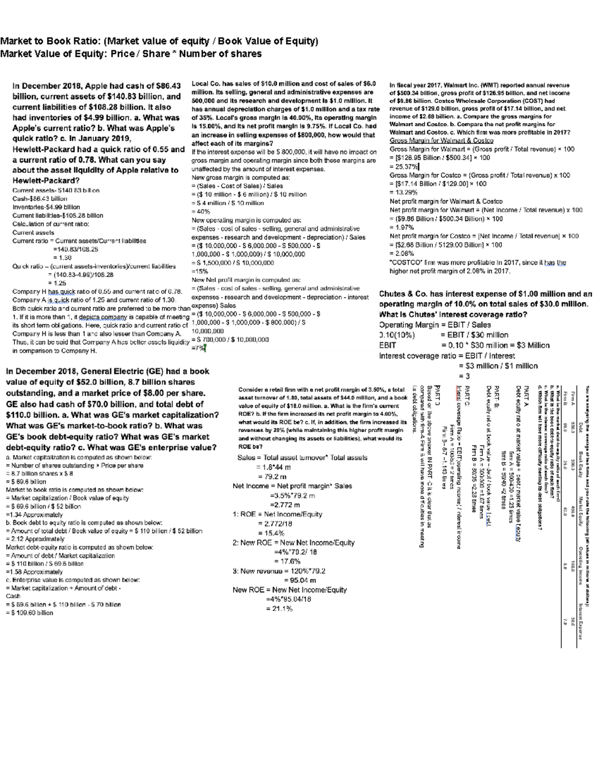 fnce-midterm-cheat-sheet-market-to-book-ratio-market-value-of