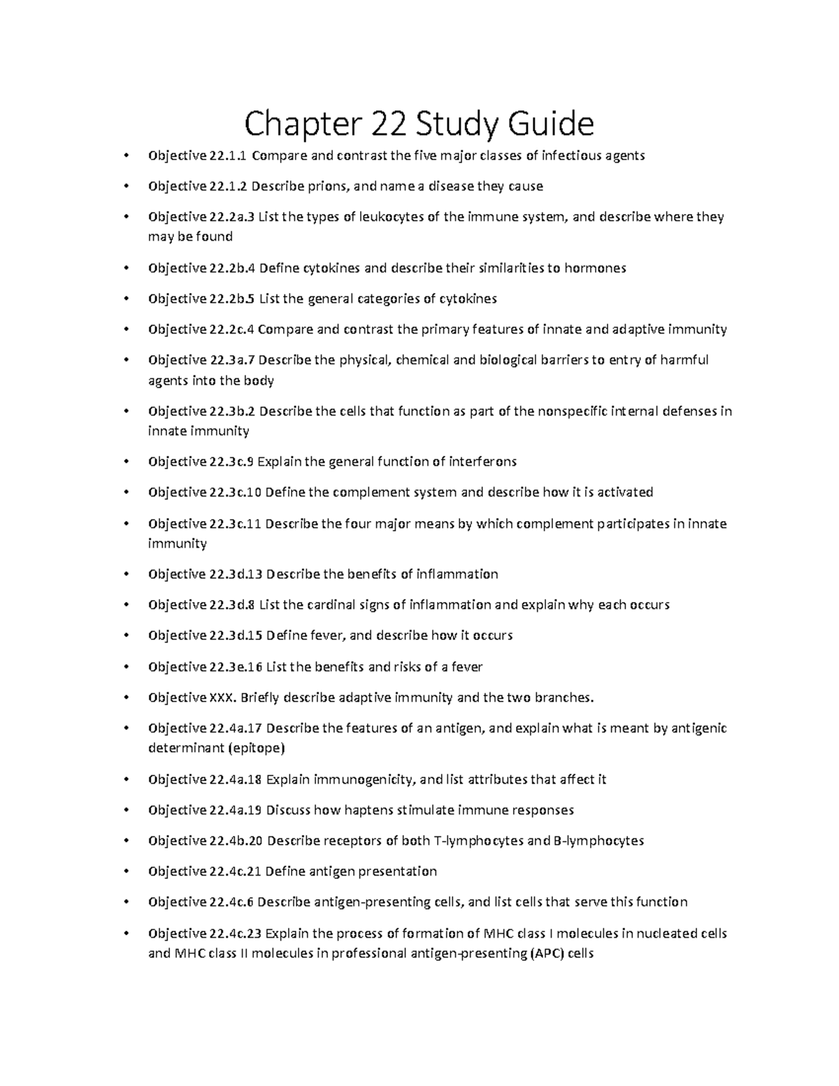 Chapter 22 Study Guide - Chapter 22 Study Guide Objective 22.1 Compare ...