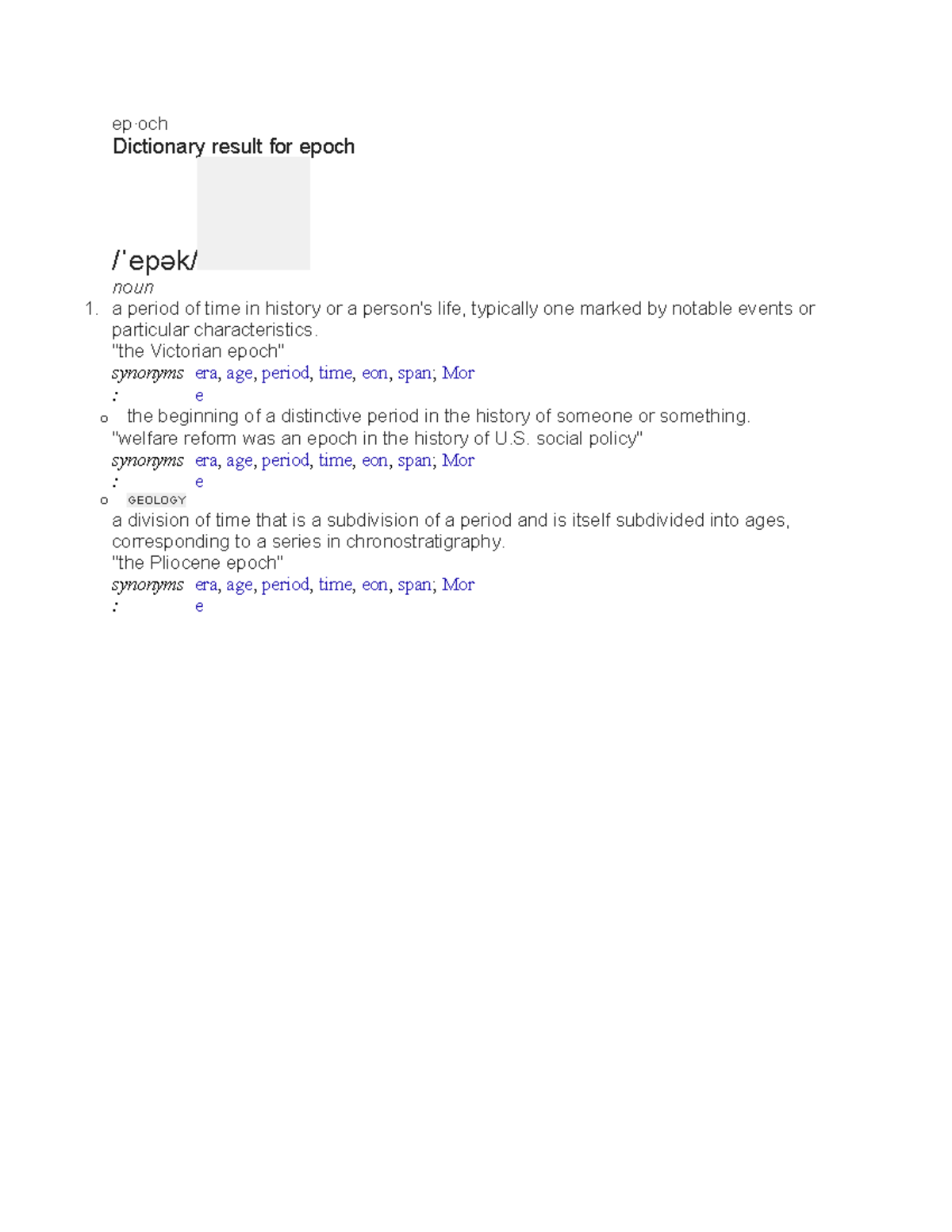 Ep - Answer key - ep·och Dictionary result for epoch / epək/ˈ noun a ...