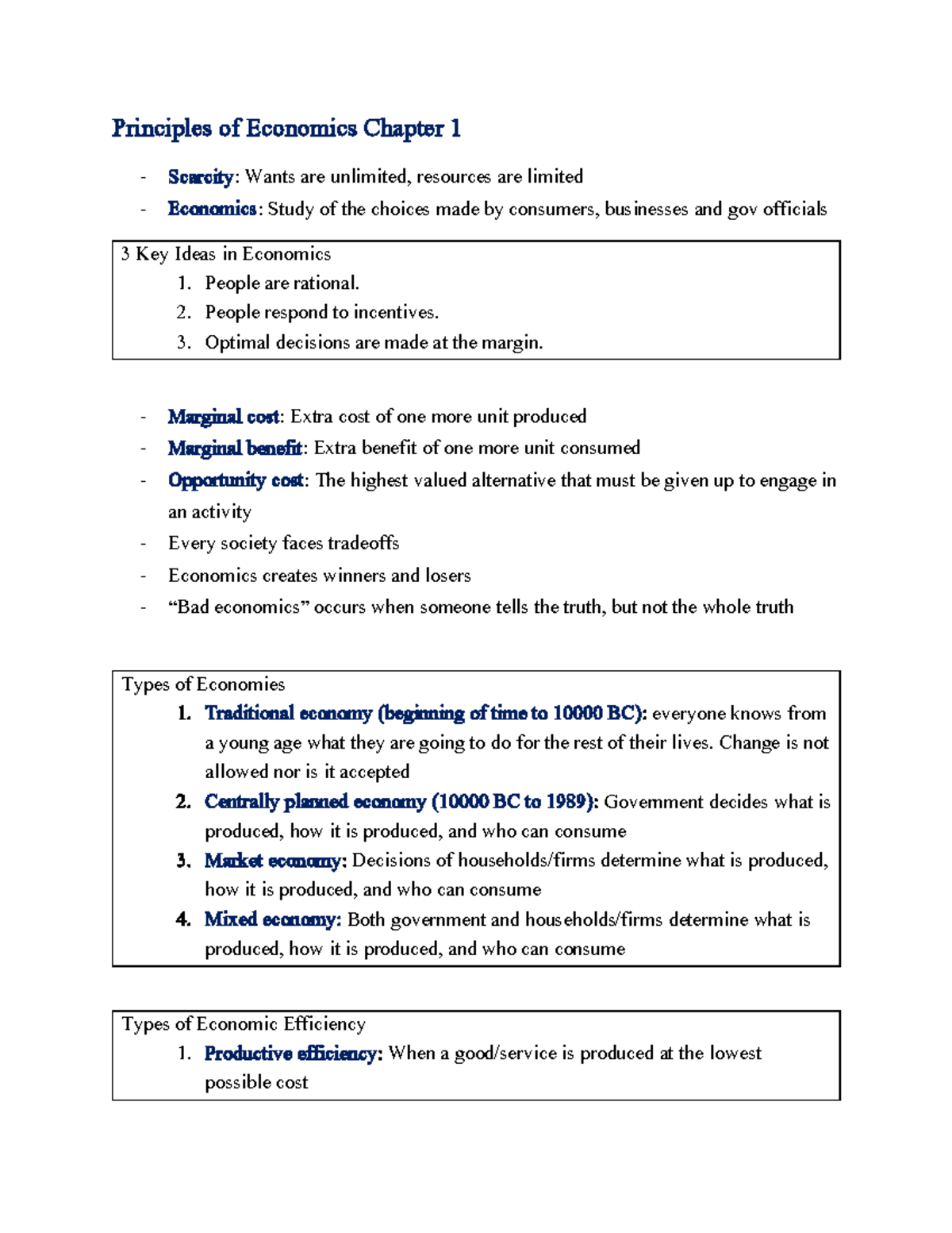 ECO 001 Chapter 1 - Principles of Economics Chapter 1 Scarcity: Wants ...