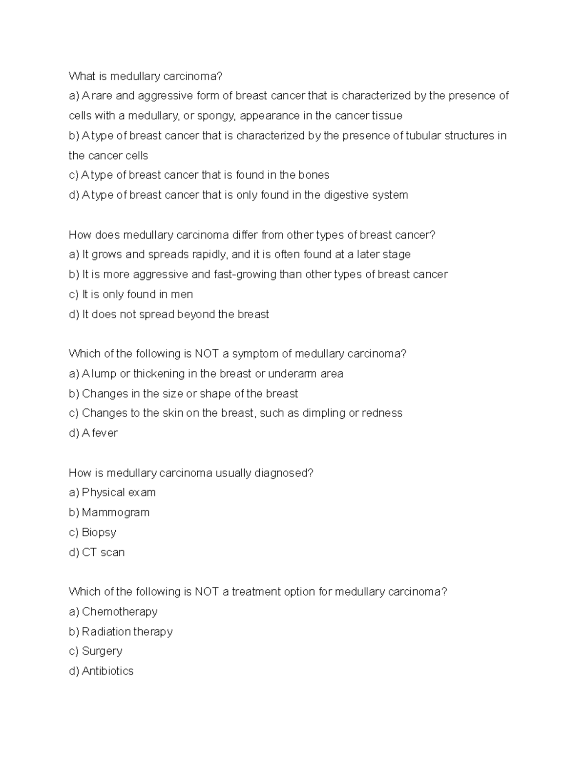 Medullary carcinoma quiz - What is medullary carcinoma? a) A rare and ...