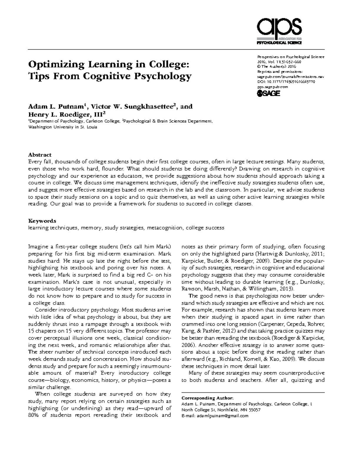 TS1 Putnam et al (2016 ) - Artikel - Perspectives on Psychological ...