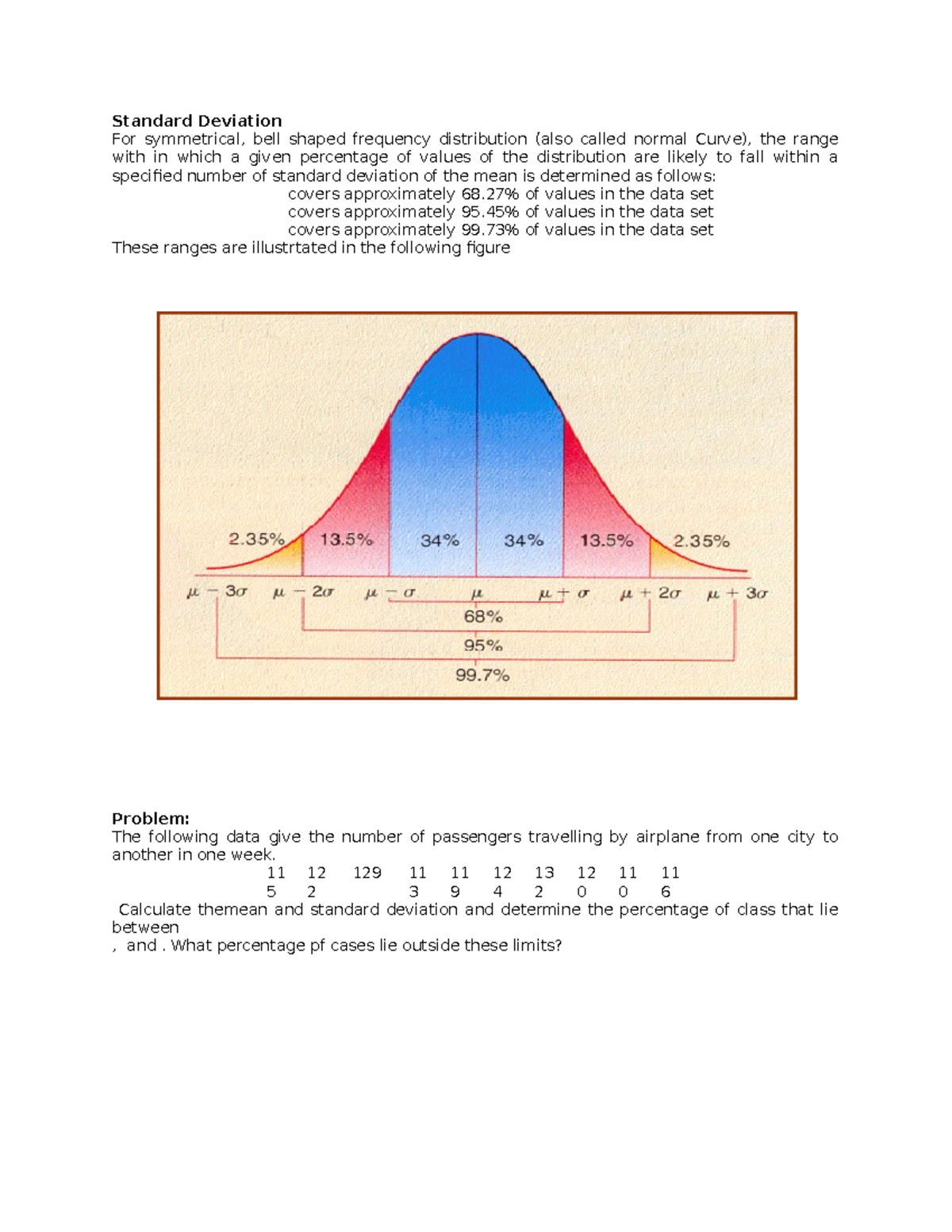 Emperical Rule of Standard Deviation Standard Deviation For