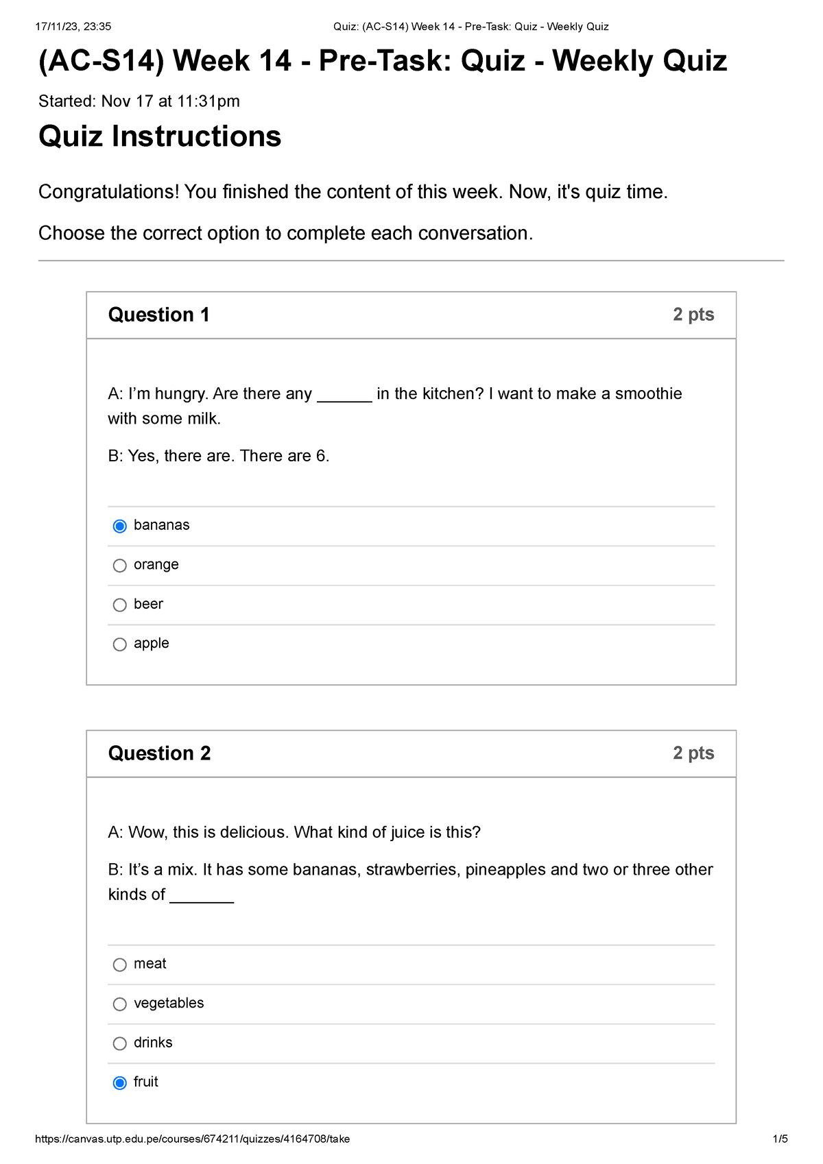 Quiz (AC-S14) Week 14 - Pre-Task Quiz - Weekly Quiz - (AC-S14) Week 14 ...