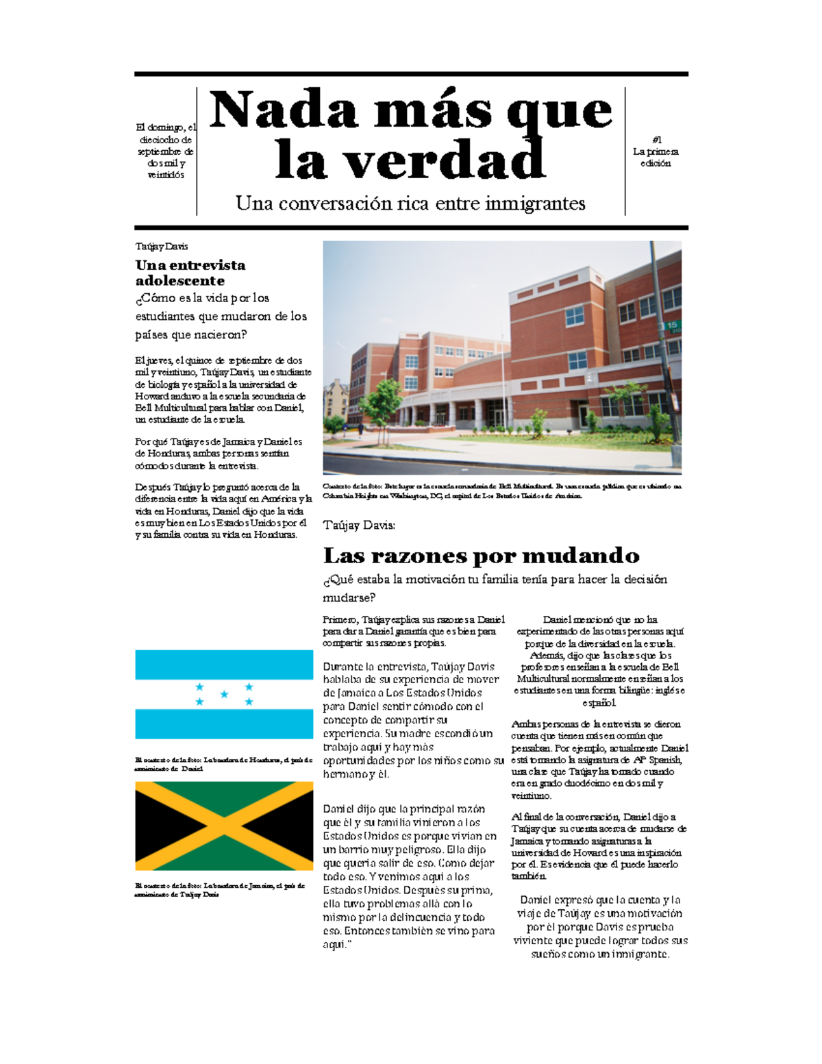 [Revised] Taújay Davis - [Interview] Spanish Article-3 - El domingo, el ...