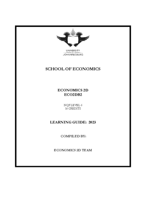 Tutorial worksheet Chapter 12 2024 - SCHOOL OF ECONOMICS Economics 2D ...