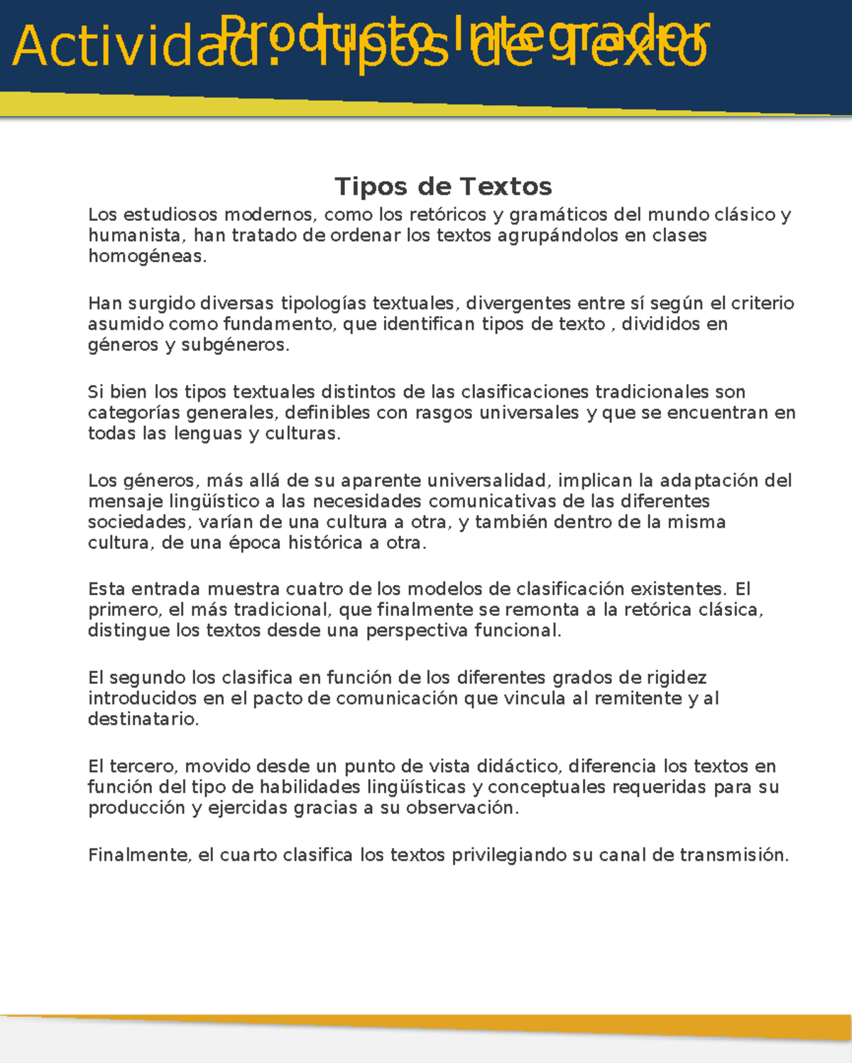 A Fichas Tipos Textos - Actividad: Tipos de Texto Tipos de Textos Los ...