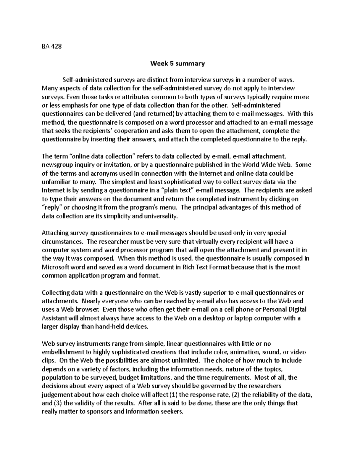 BA 428 week 5 summary - Guidance - BA 428 Week 5 summary Self ...