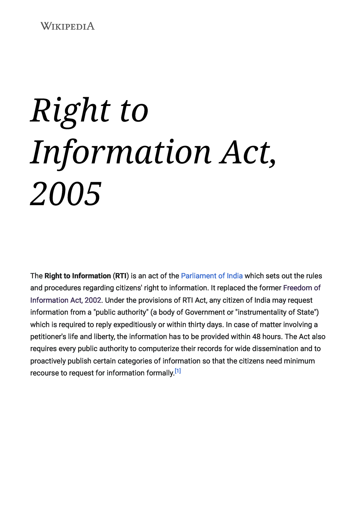 What Is Right To Information Act In India