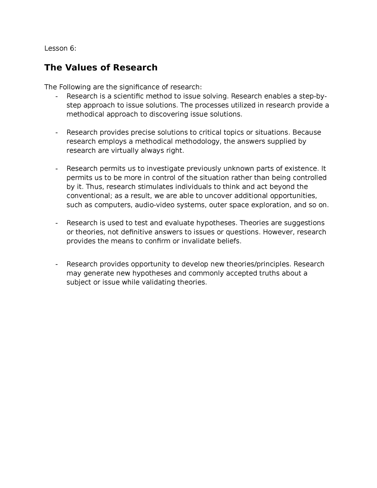 how to write research value