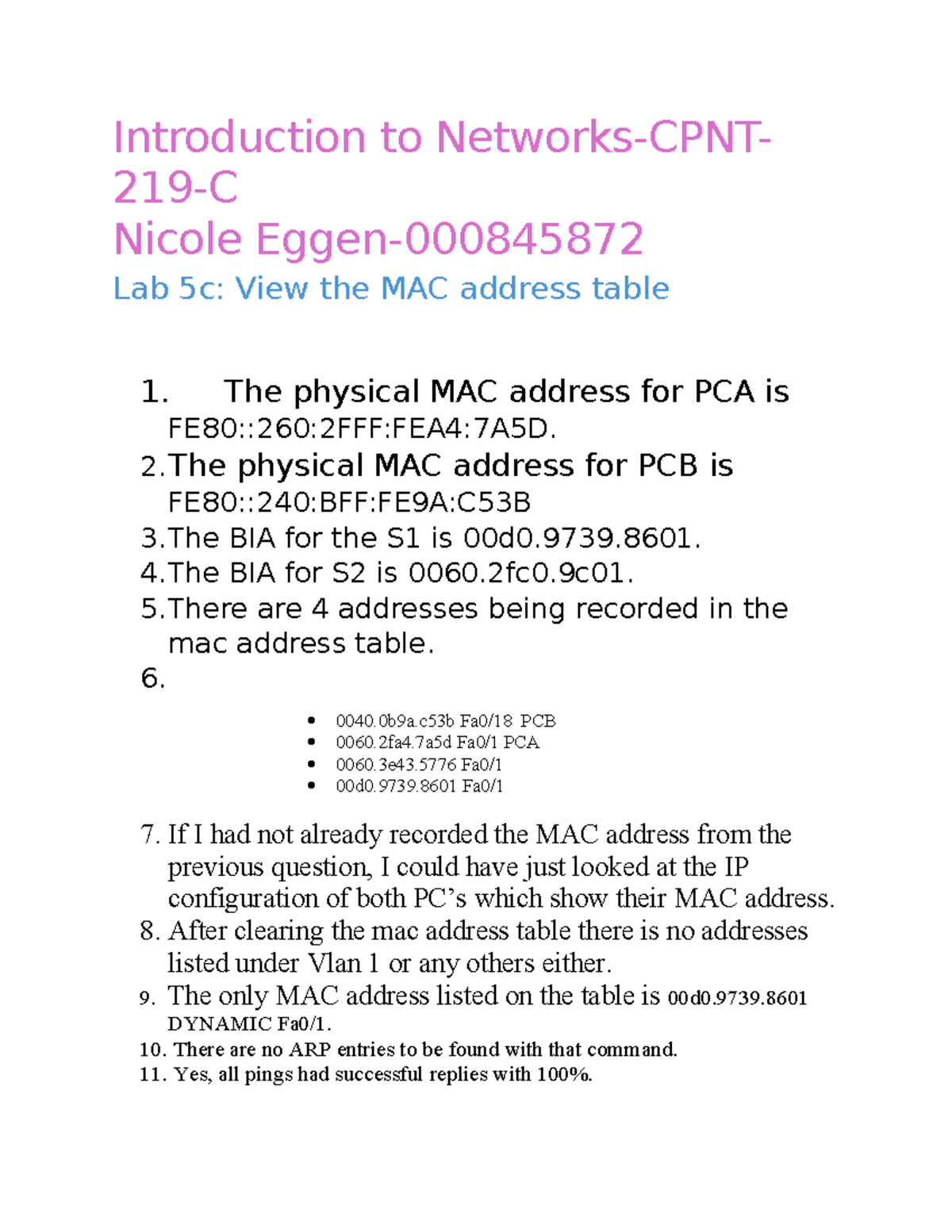 Introduction to Networks Lab 5c - Introduction to Networks-CPNT- 219-C ...