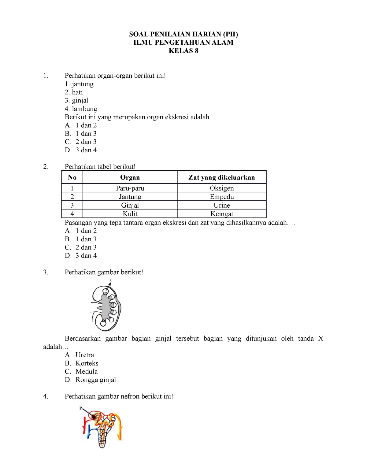 SOAL Penilaian Harian Kelas 8 - Pembelajaran IPA Terpadu SMP ...