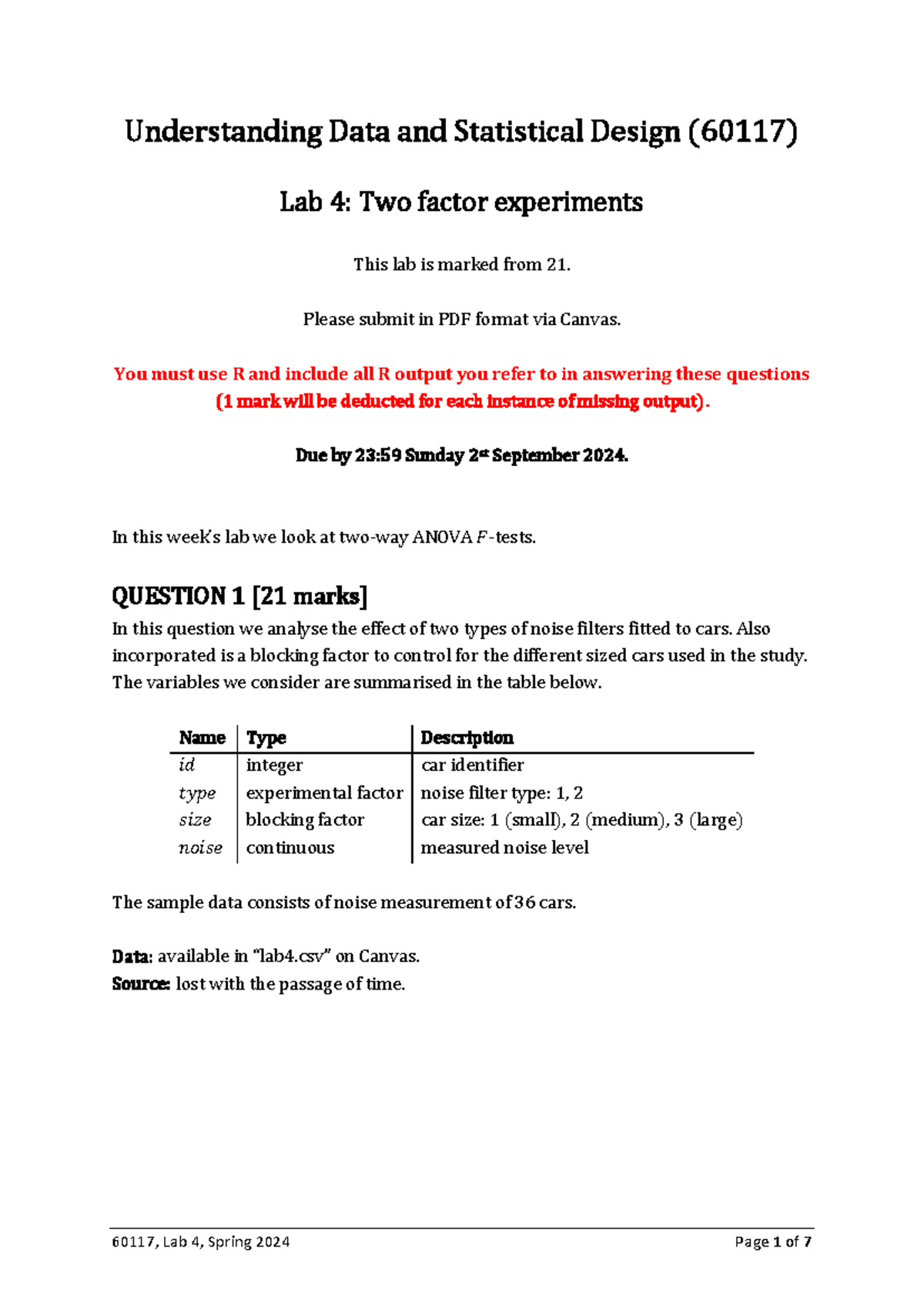 60117 Lab4 Spring 2024 - Lab 4 - Understanding Data and Statistical ...