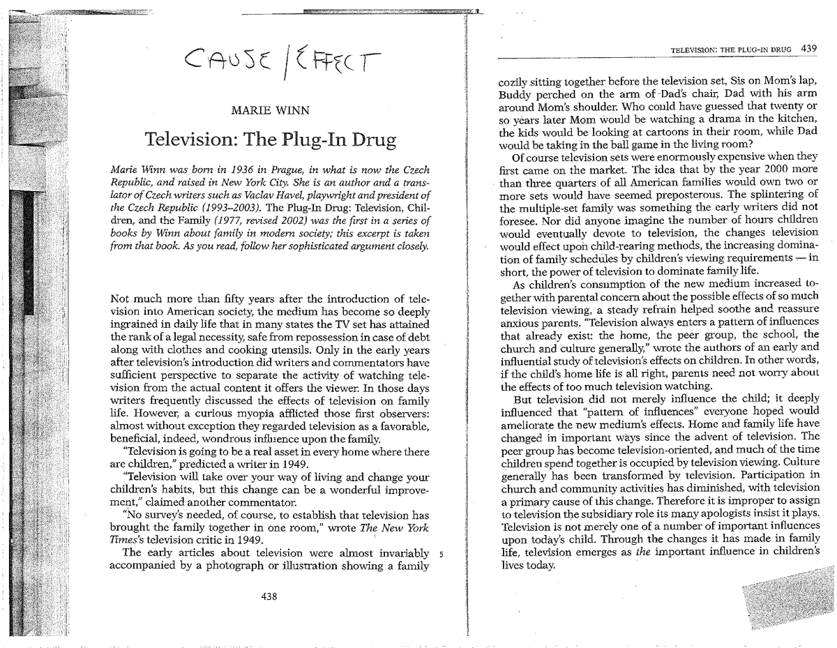 television the plug in drug essay