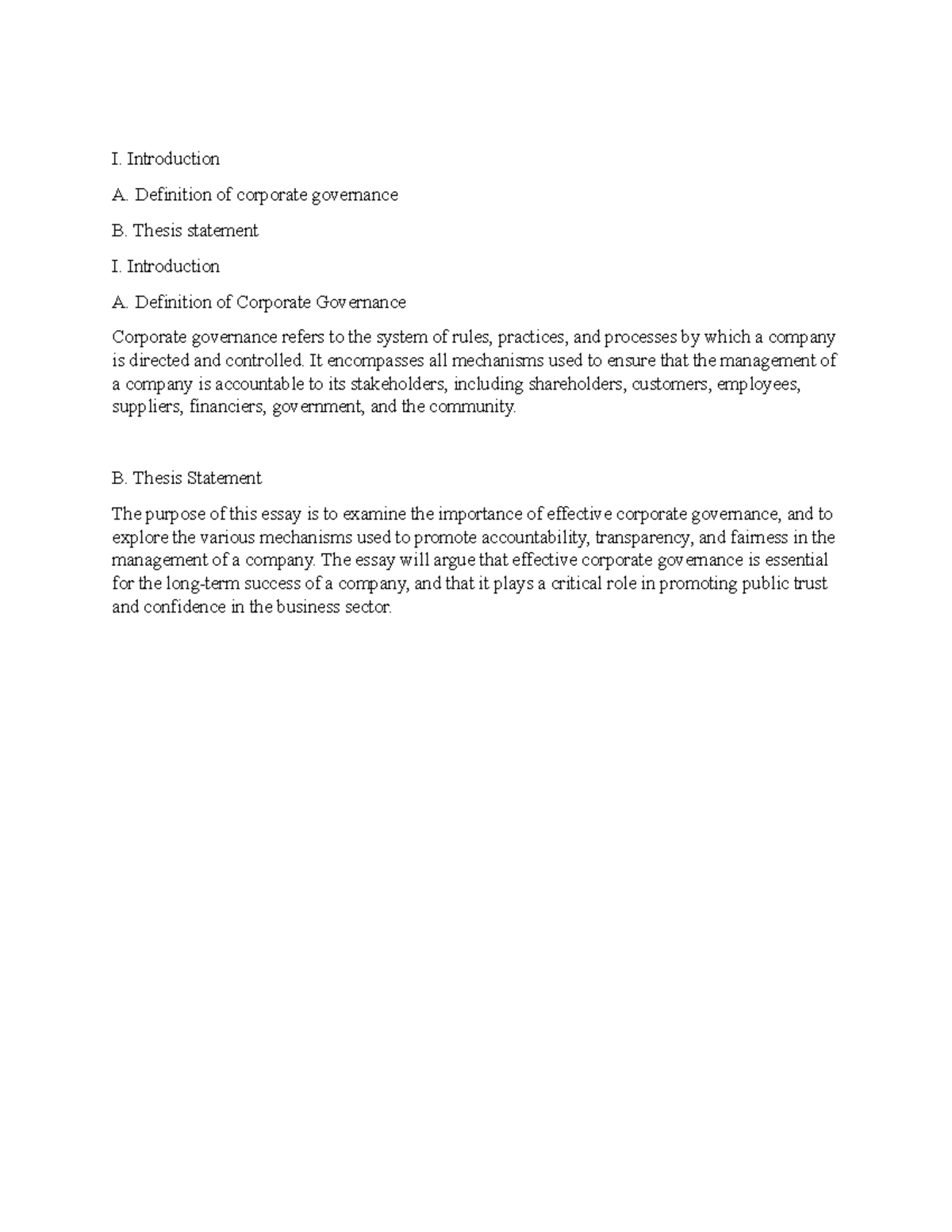 thesis topics on corporate governance