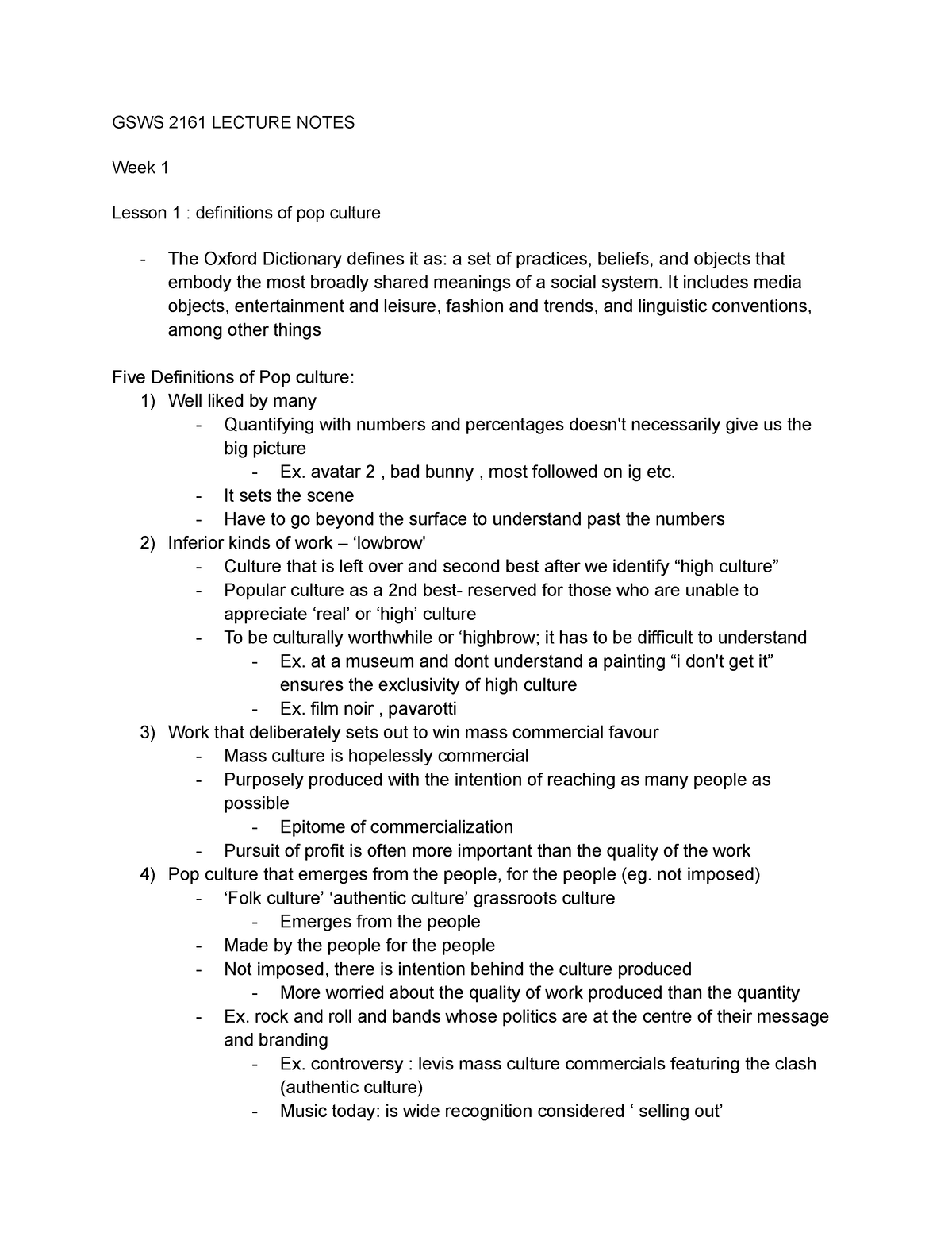 GSWS 2161 Lecture Notes - GSWS 2161 LECTURE NOTES Week 1 Lesson 1 ...