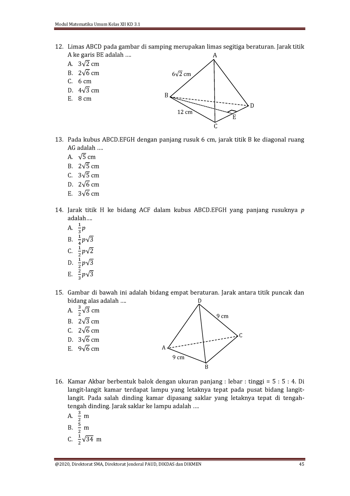 Salinan XII Matematika Umum KD 3 1 Final-12 - 12. Limas ABCD Pada ...