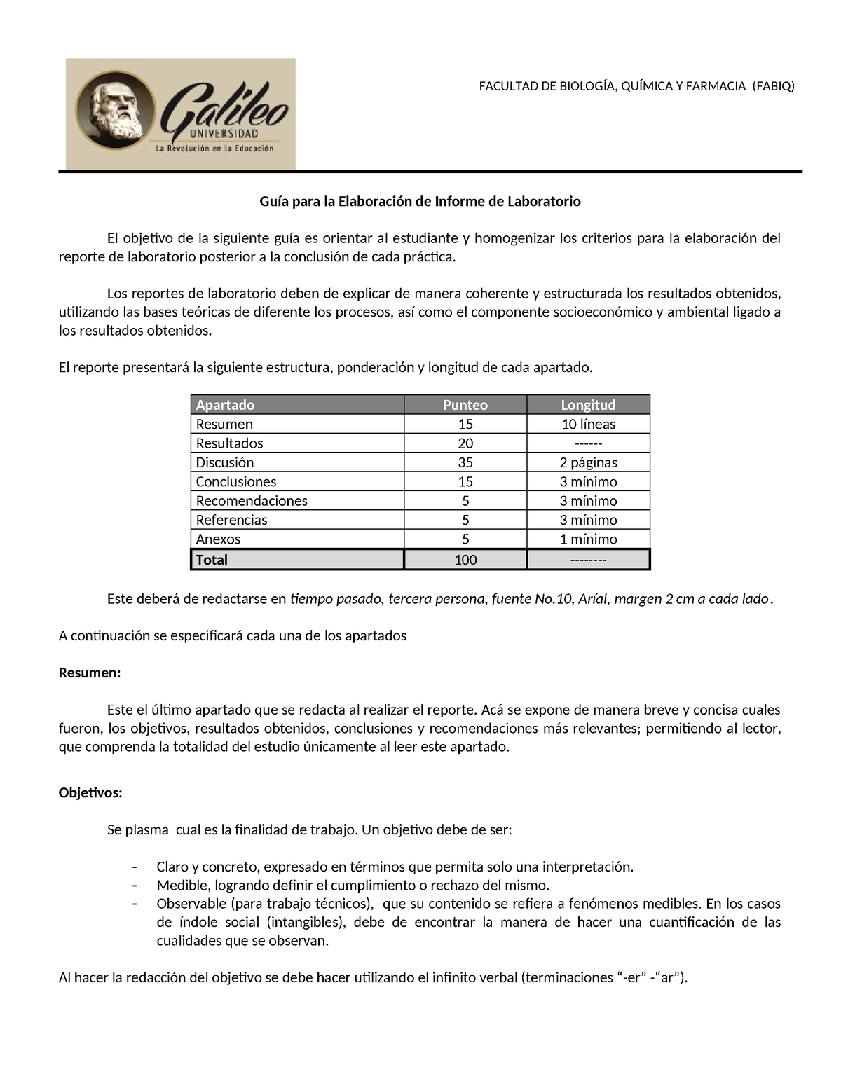 Guia Para Elaboracion De Reportes De Laboratorio Facultad De BiologÍa