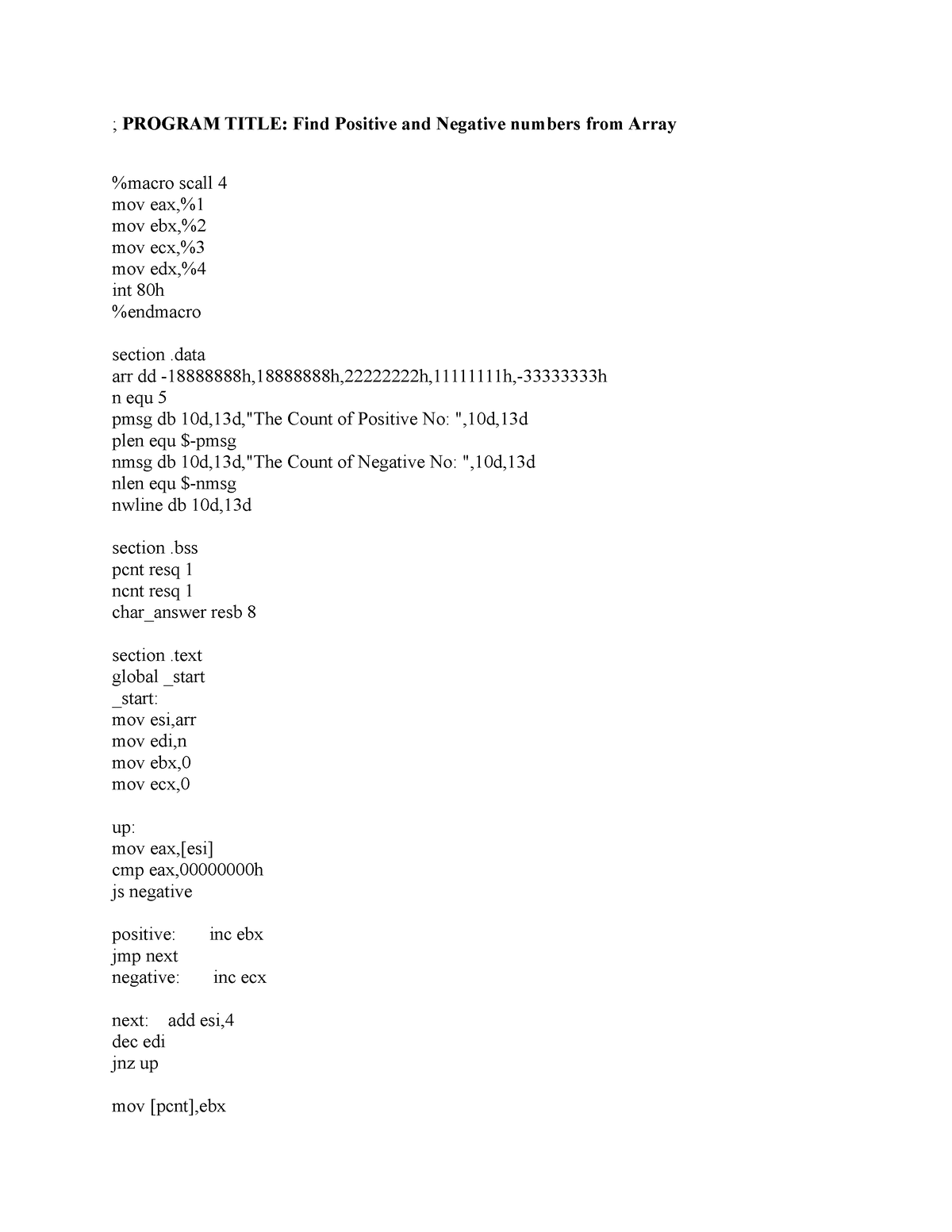 Practical 1 - java prgram - ; PROGRAM TITLE: Find Positive and