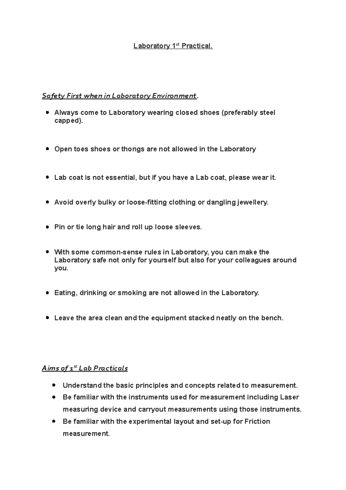 1st Lab Practical Measurements 2022 Laboratory 1st Practical