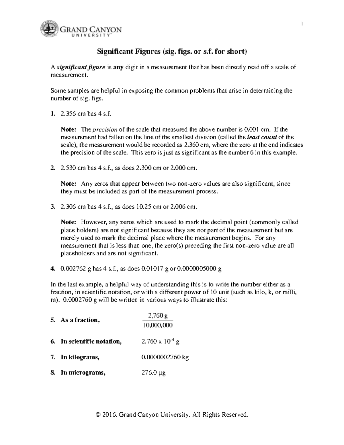 Sig figs guide - notes - Significant Figures (sig. figs. or s. for ...