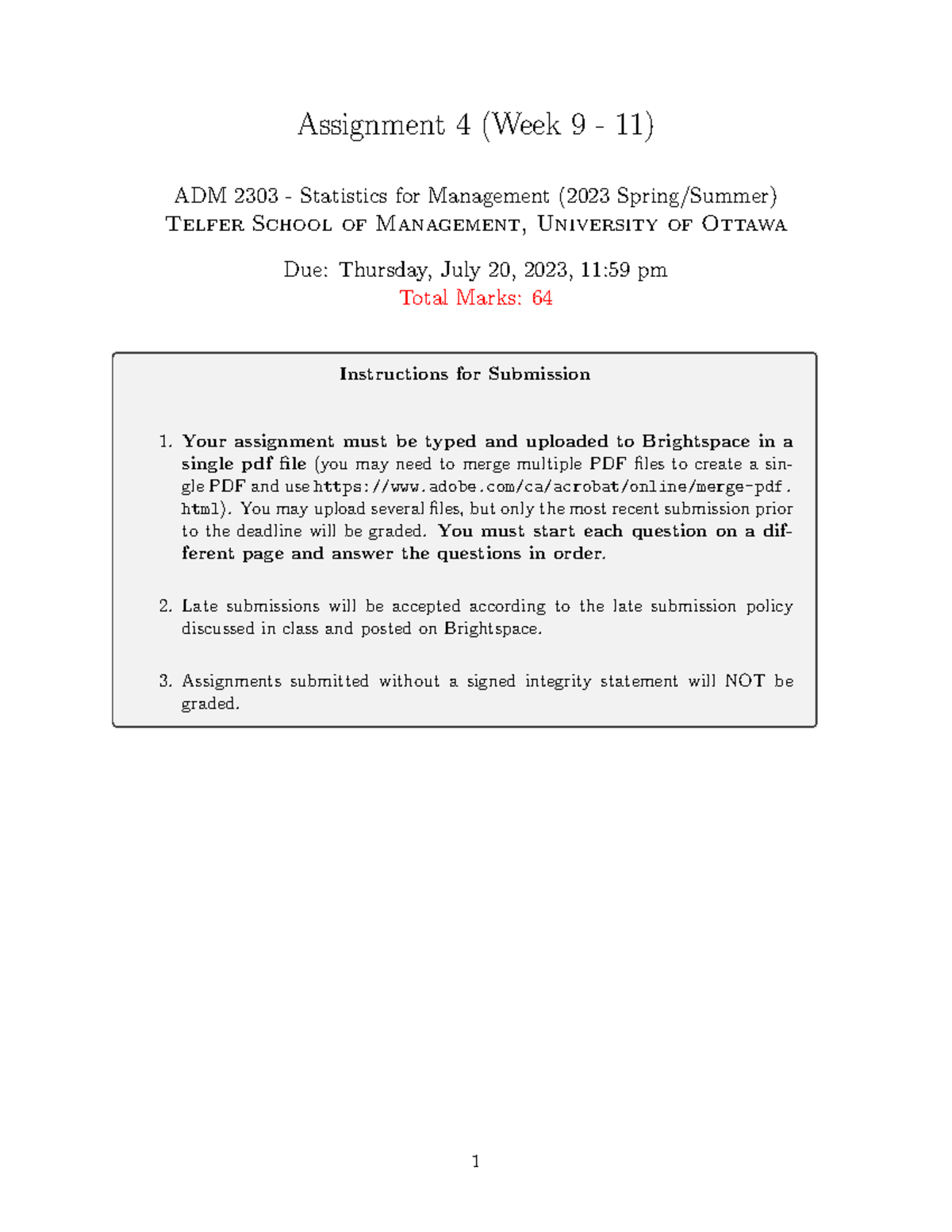 Adm2303 Assignment 4 S23 Adm2303 Uottawa Studocu Adm2303 Assignment 4 S23 Adm2303 Uottawa Studocu