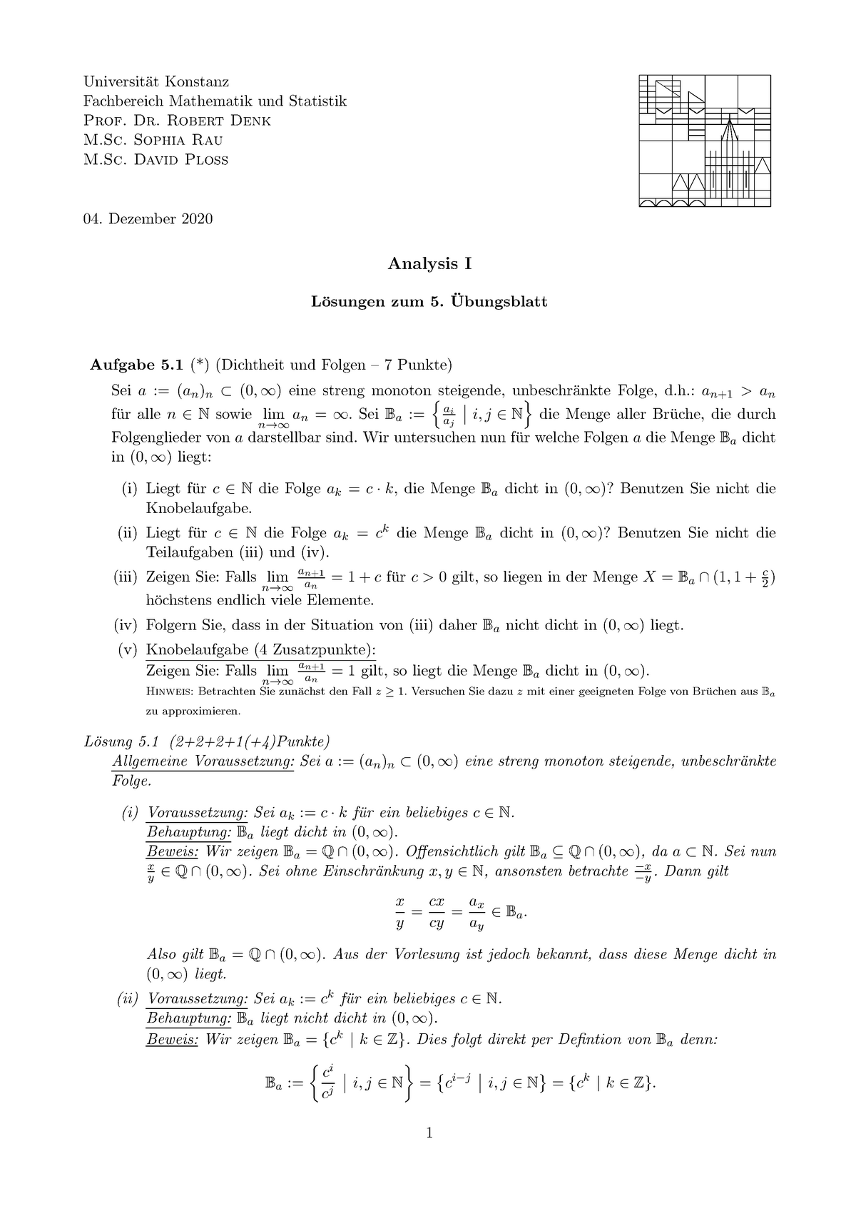 5. Ubungsblatt Analysis I Lsg - Universit ̈ At Konstanz Fachbereich ...