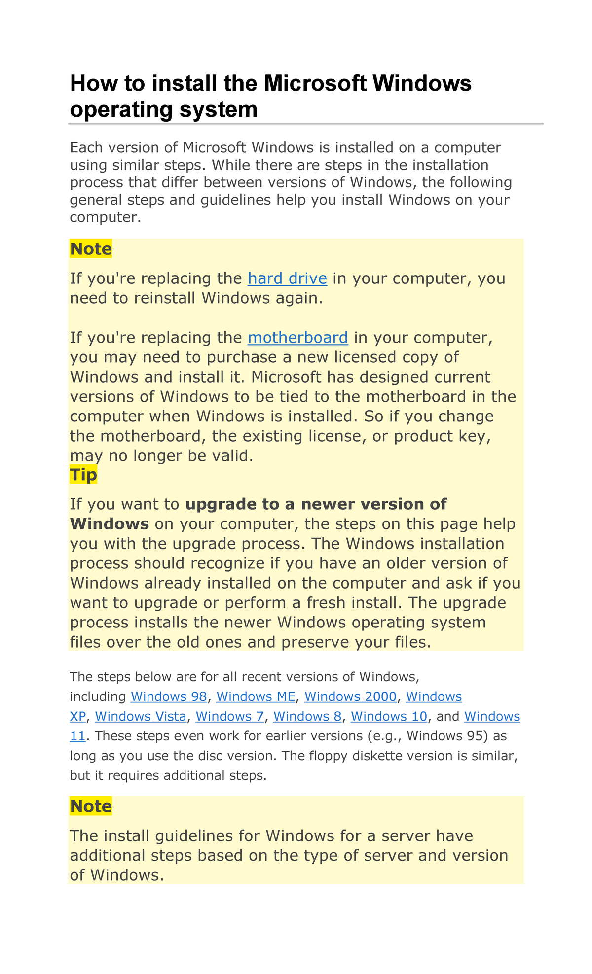 How to install the Microsoft Windows operating system - How to install ...