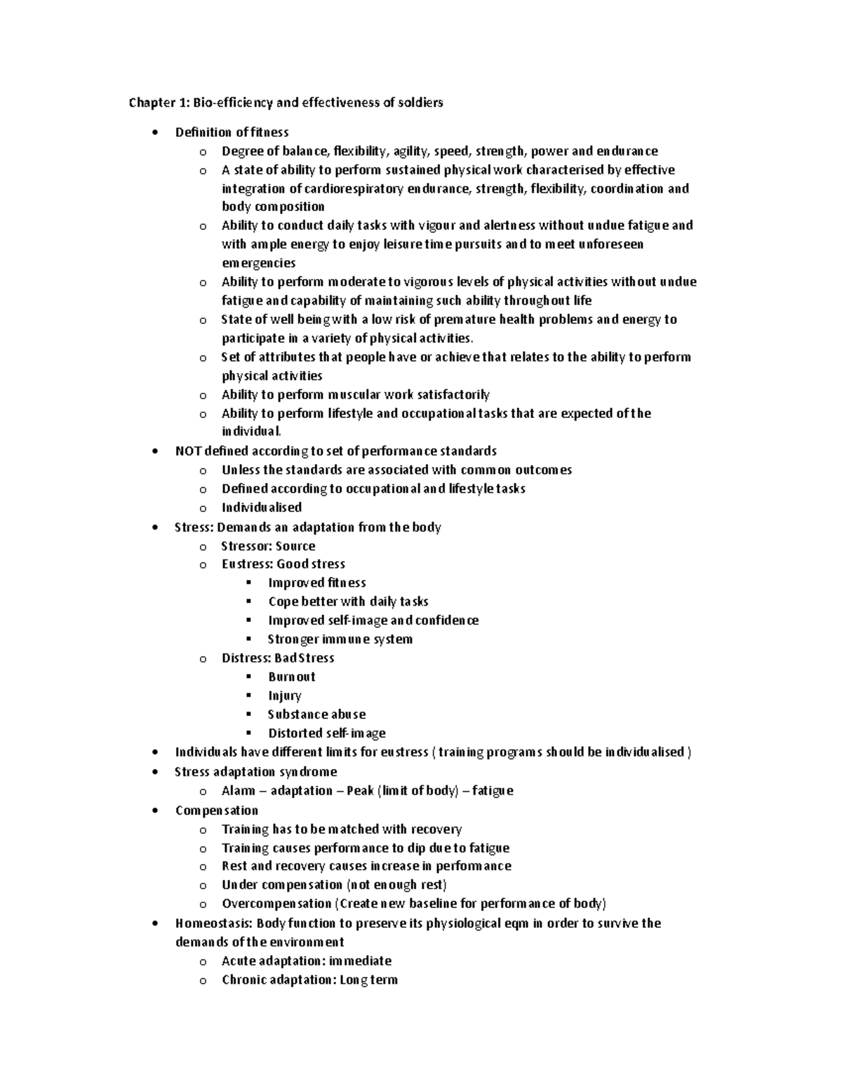 Defence science summary - Chapter 1: Bio-efficiency and effectiveness ...