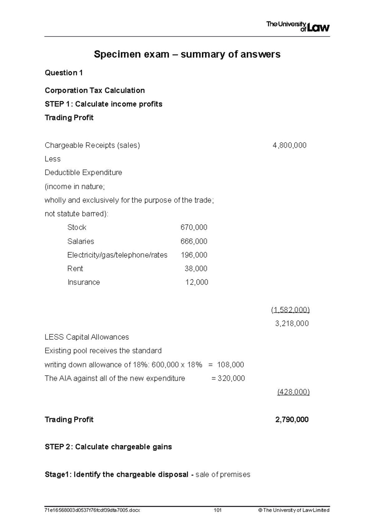 2021 blp ce01 specimen assessment written sample answer - Specimen exam ...