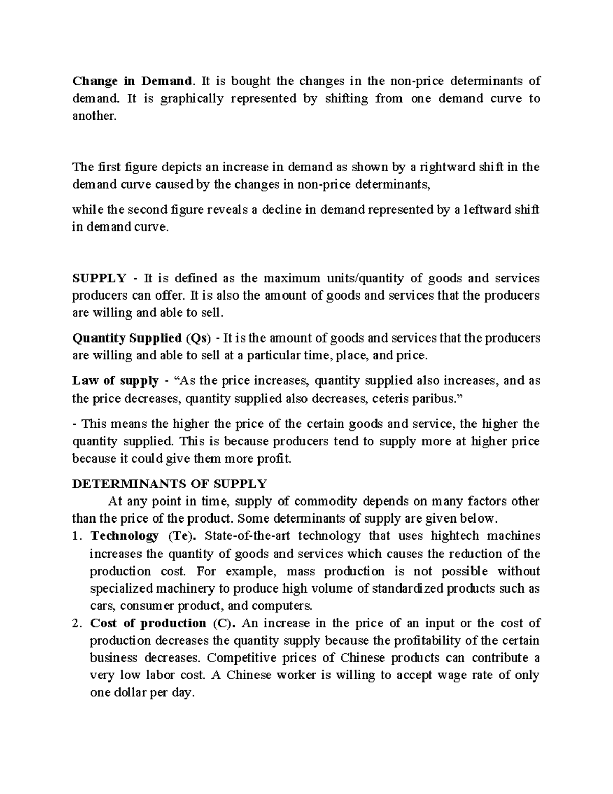 Change in Demand - BASIC MICROECONOMICS - Change in Demand. It is ...