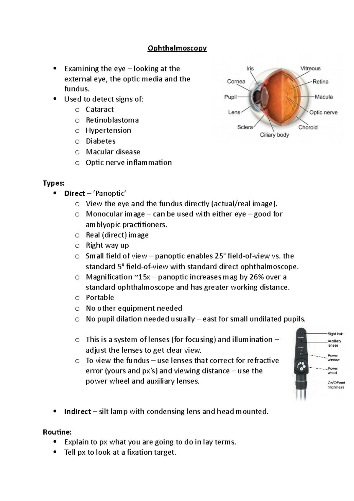 Ophthalmoscopy clinical skills Ophthalmoscopy Examining the eye