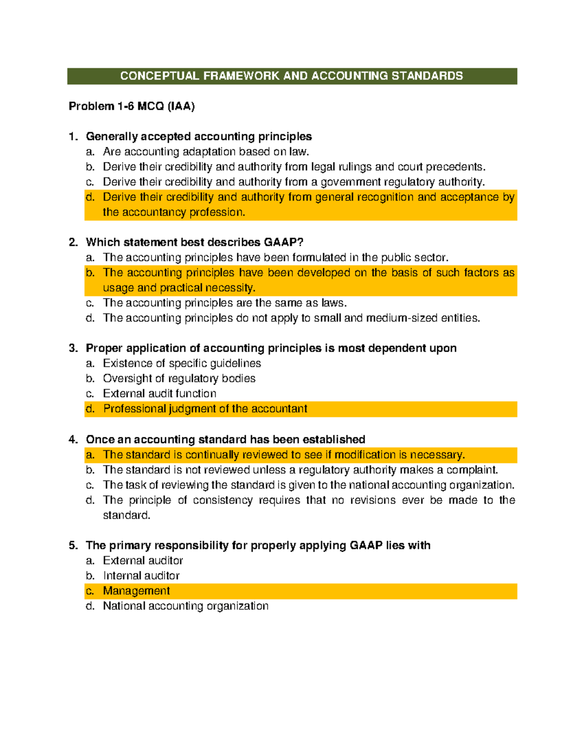 CFAS Chapter 1 Problem 1-6 Answers - CONCEPTUAL FRAMEWORK AND ...