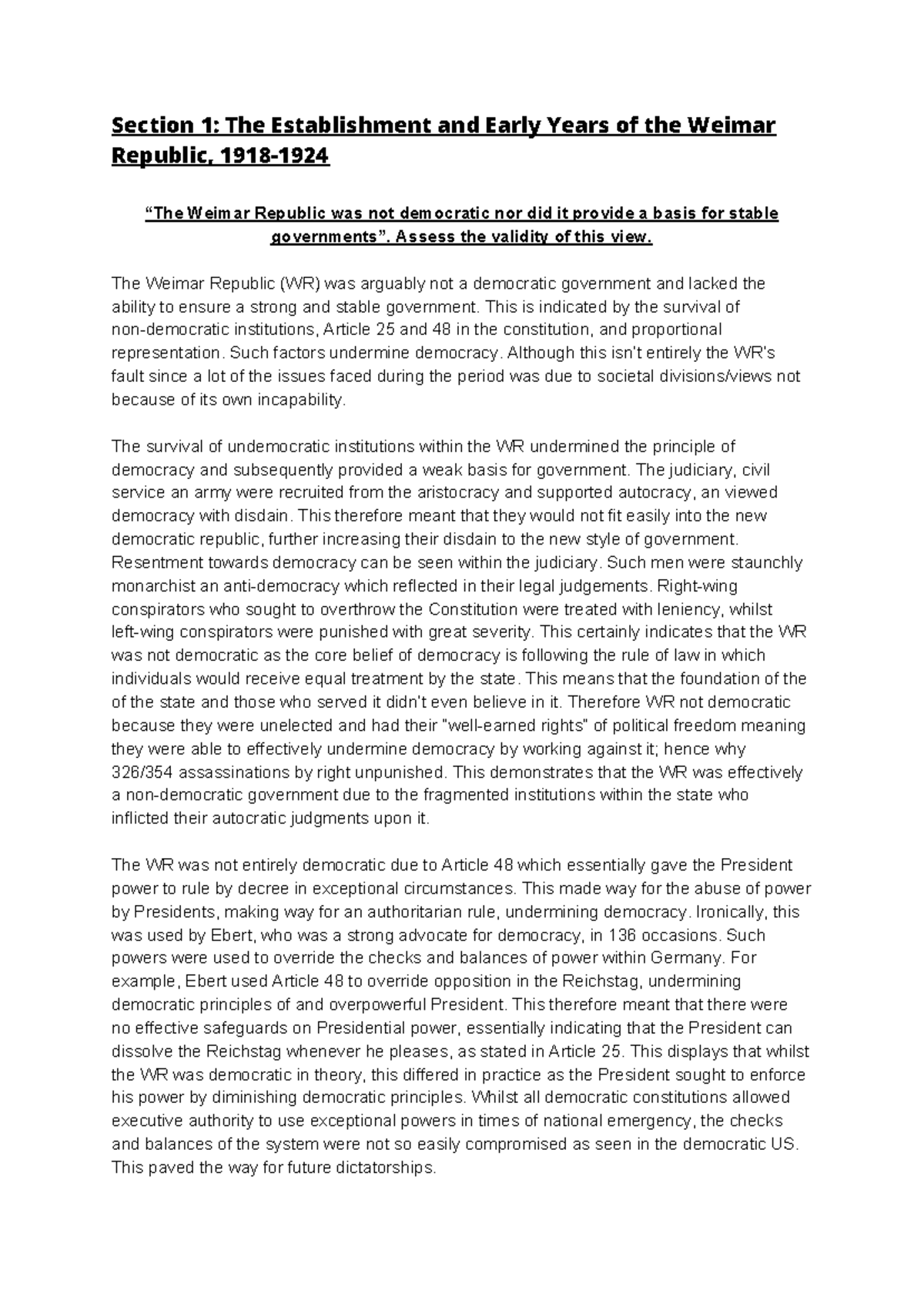 Weimar republic essay questions picture