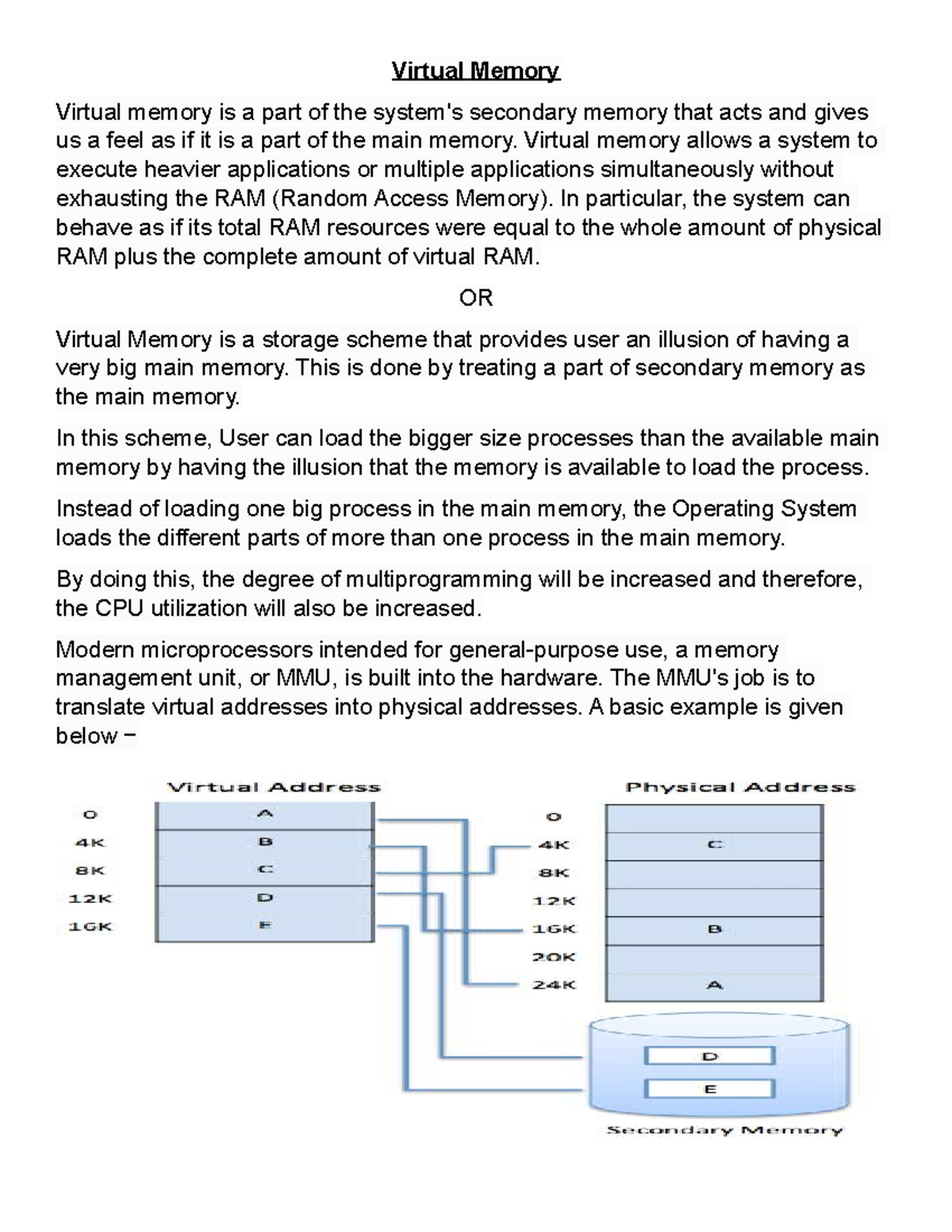 Virtual Memory Revision - Virtual Memory Virtual memory is a part of ...