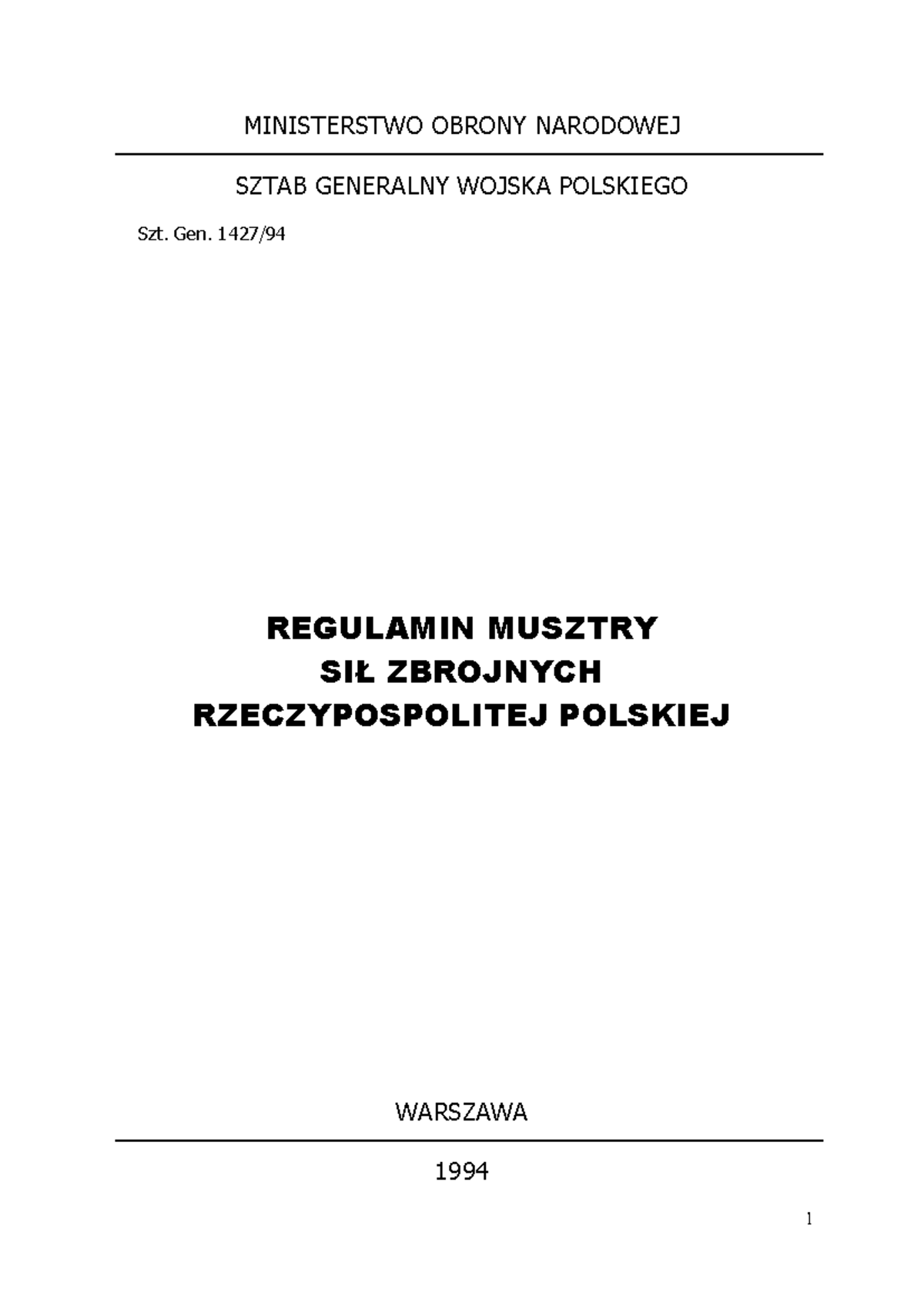 Regulamin musztry sił zbrojnych RP - MINISTERSTWO OBRONY NARODOWEJ