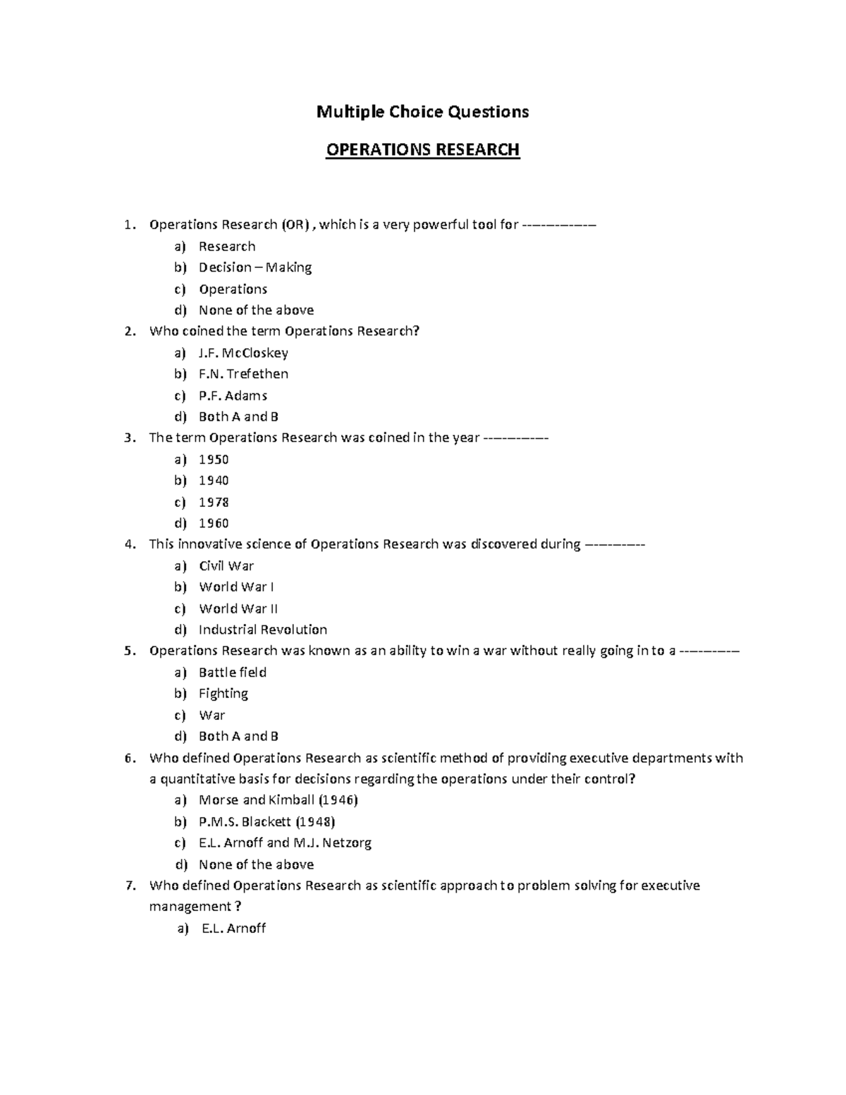 Operation-Research-MCQs1 - Multiple Choice Questions OPERATIONS ...