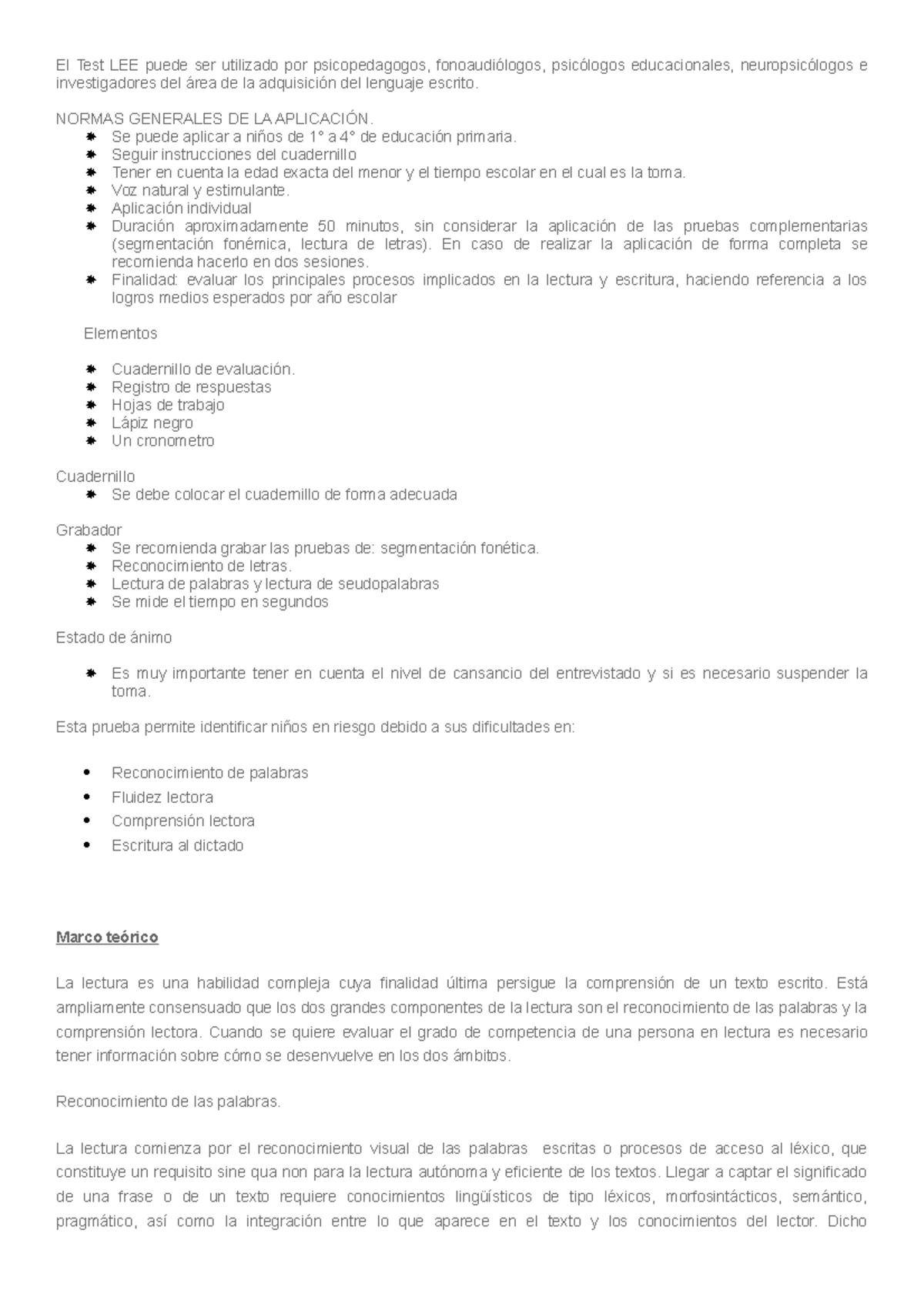 TEST LEE PARA Resumen . agregado algo de Drive - El Test LEE puede ser ...