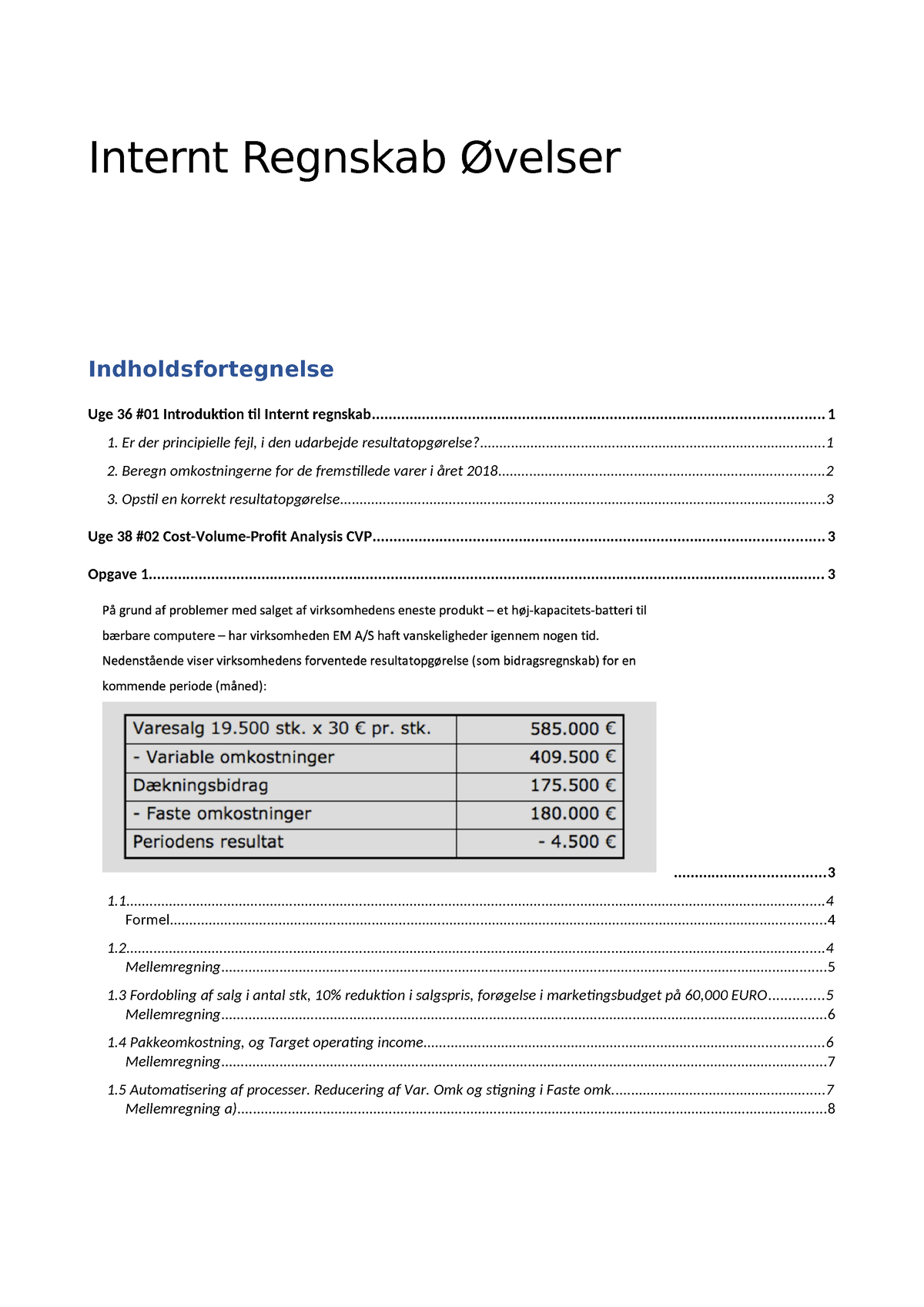 Internt Regnskab Øvelser - - Studocu