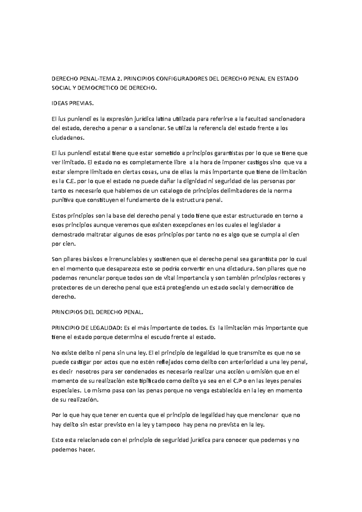 Derecho Penal Autoguardado Derecho Penal Tema 2 Principios Configuradores Del Derecho Penal 8637