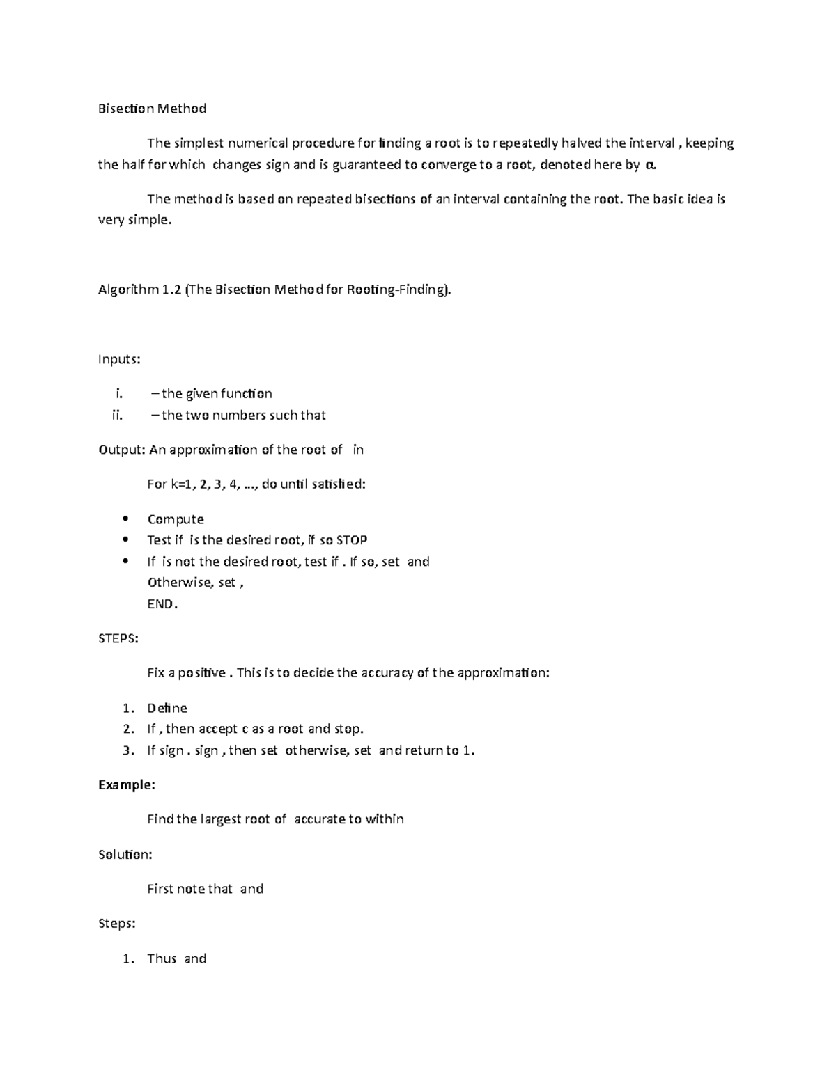 Bisection Method - Bisection Method The simplest numerical procedure ...