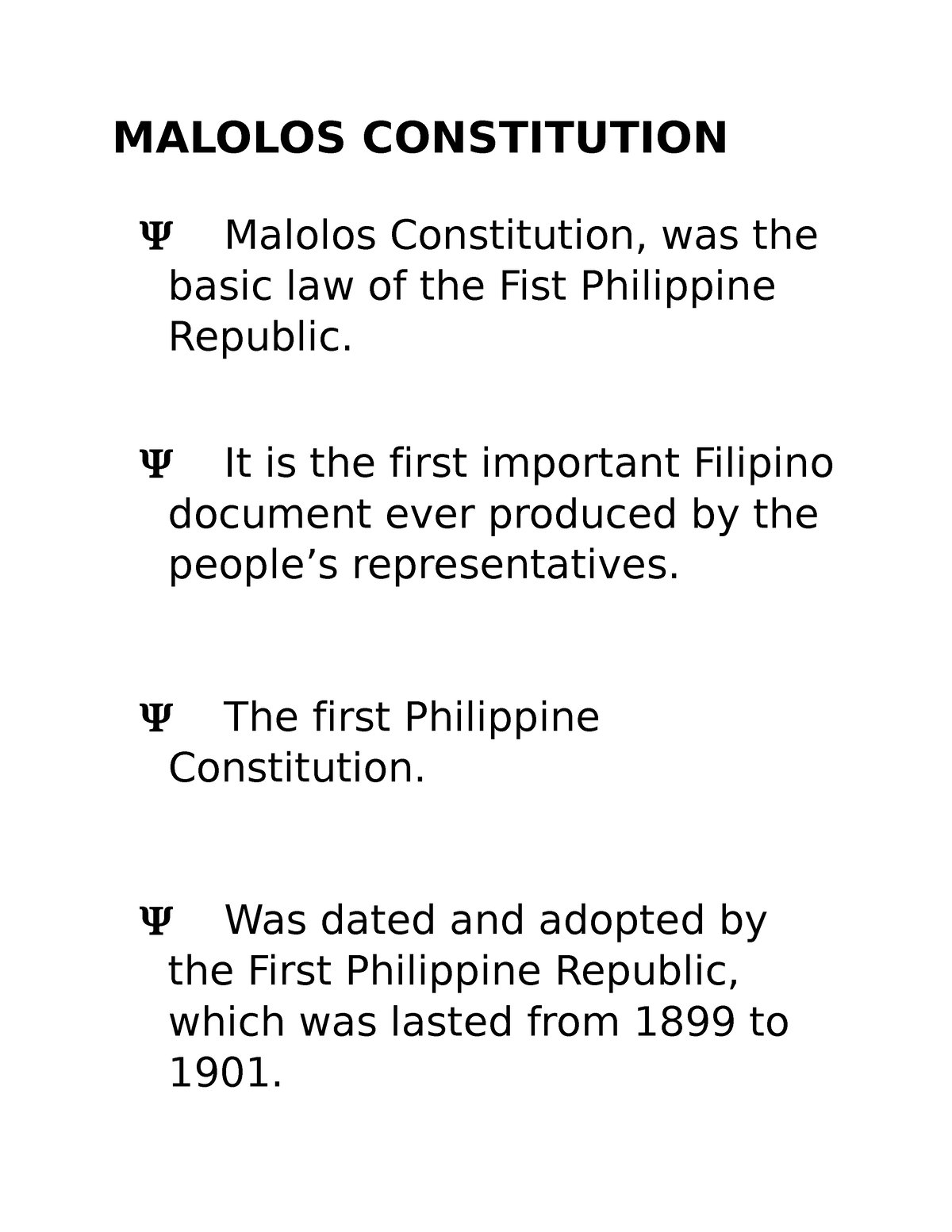 1899 malolos constitution essay