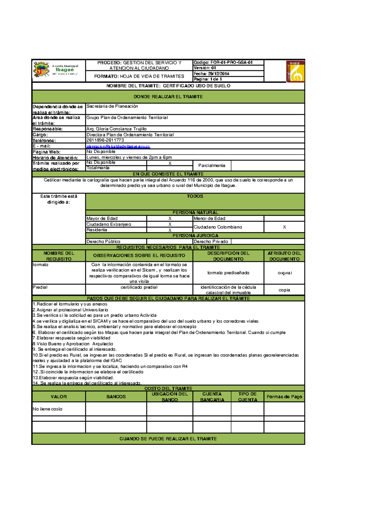 Certificado de uso de suelo dependencia donde se realiza el tr mite