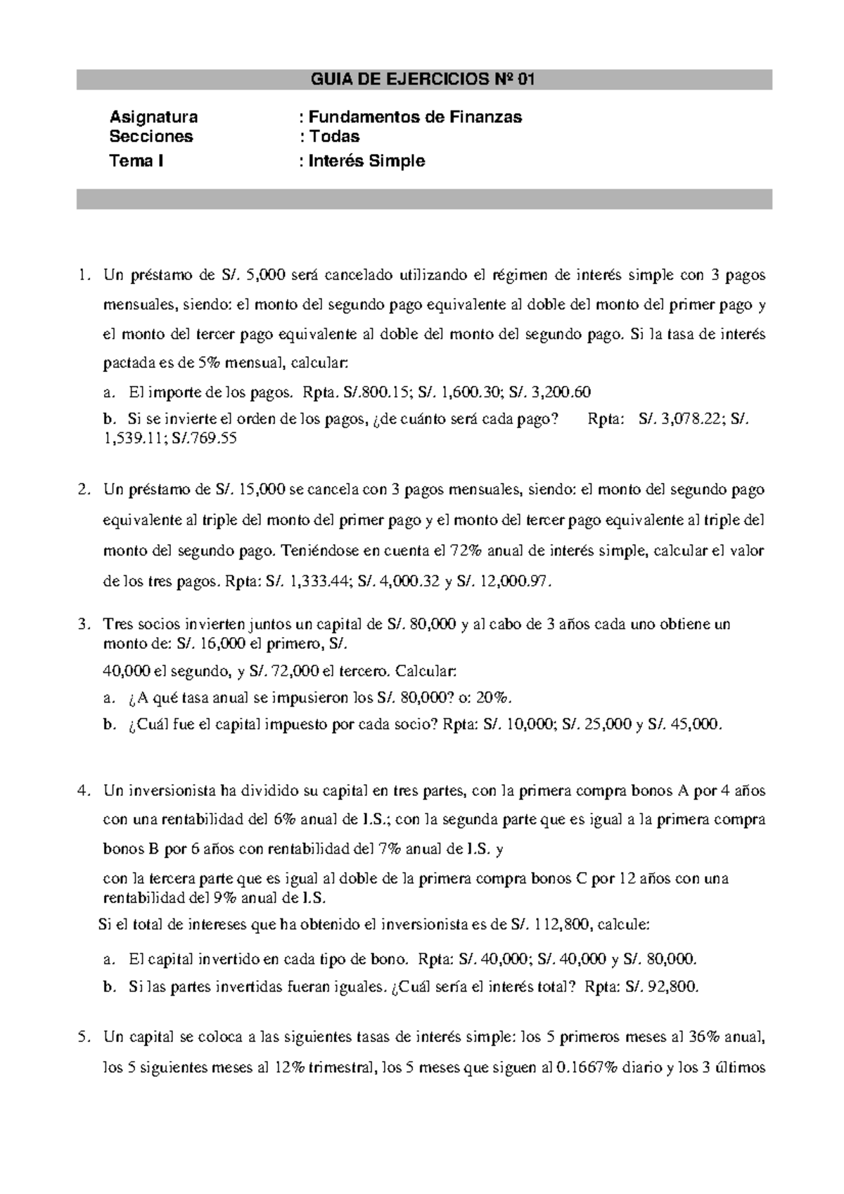 373395104 Interes Simple y Compuesto - Un préstamo de S/. 5,000 será ...