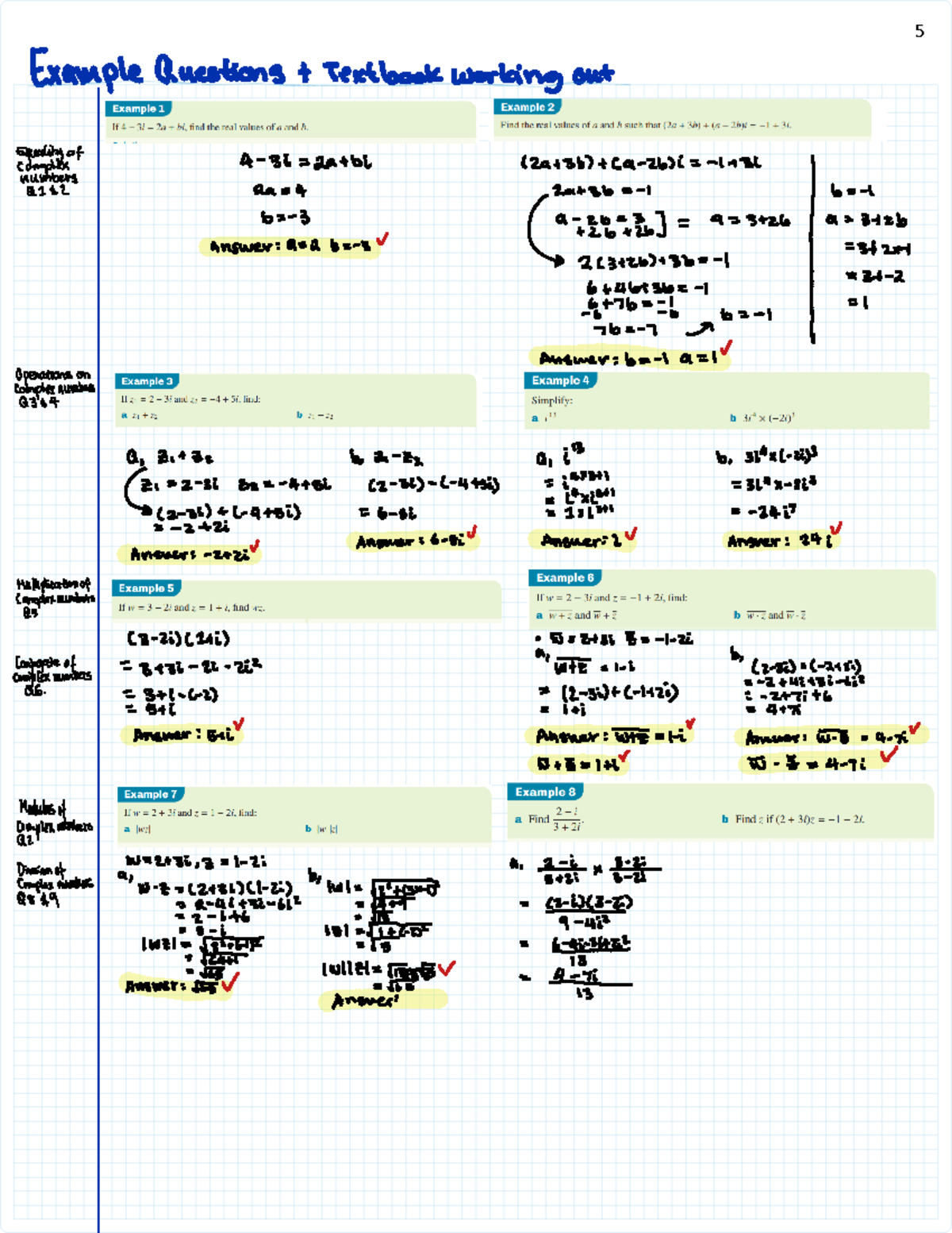 Complex numbers (Worked solutions) - 5 Example Questions Textbook ...