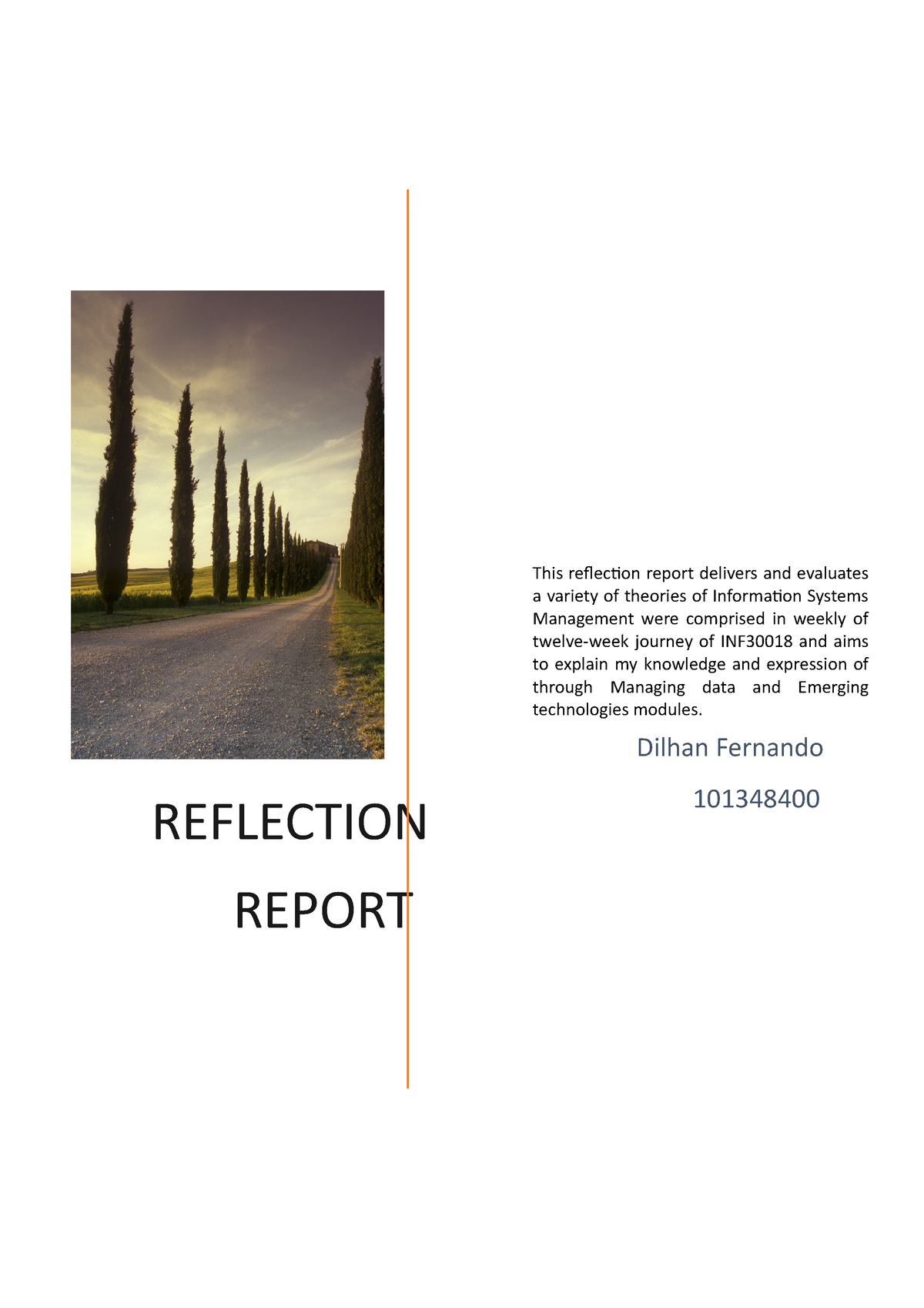 101348404-self reflection report - This reflection report delivers and ...