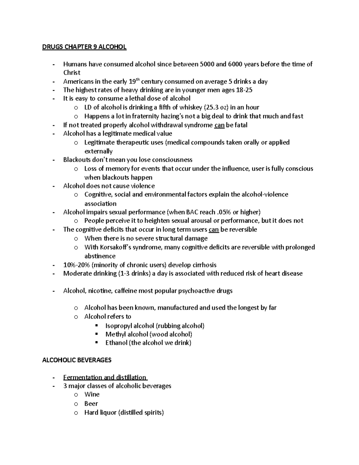 Drugs Chapter 9 Alcohol DRUGS CHAPTER 9 ALCOHOL Humans have consumed