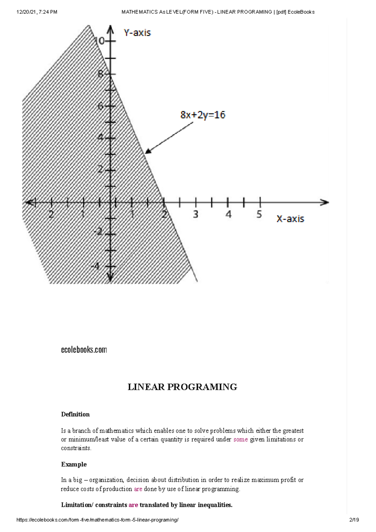 Mathematics - Linear Programing - ecolebooks LINEAR PROGRAMING ...